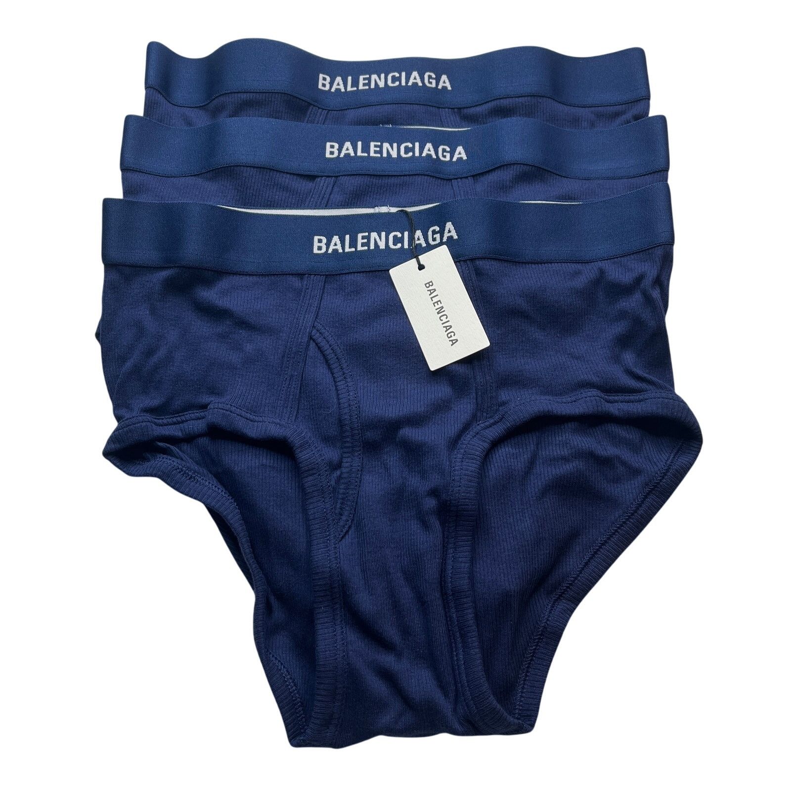 10-12 BALENCIAGA Men's Underwear Briefs 3-PACK Blue Medium