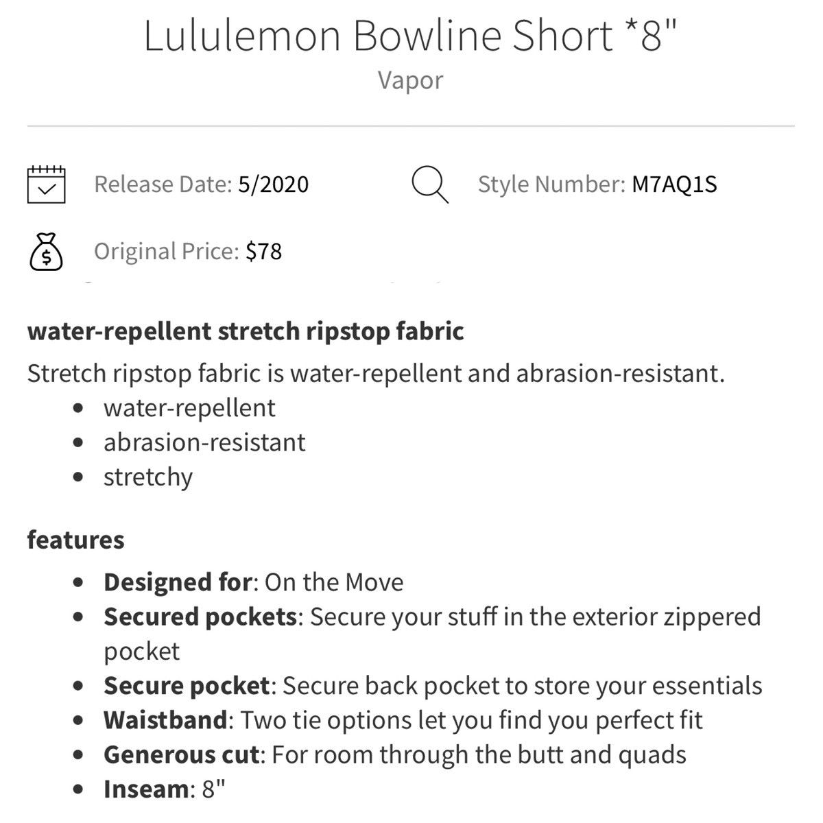 Lululemon Lululemon Bowline Short 8" Size US 38 / EU 54 - 8 Thumbnail