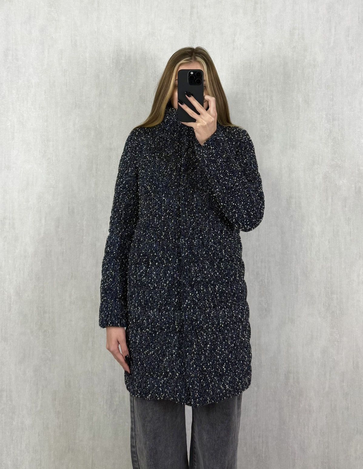 Herno Herno Women’s Tweed Down Long Jacket Size 40-42(?) Size S / US 4 / IT 40 - 1 Thumbnail