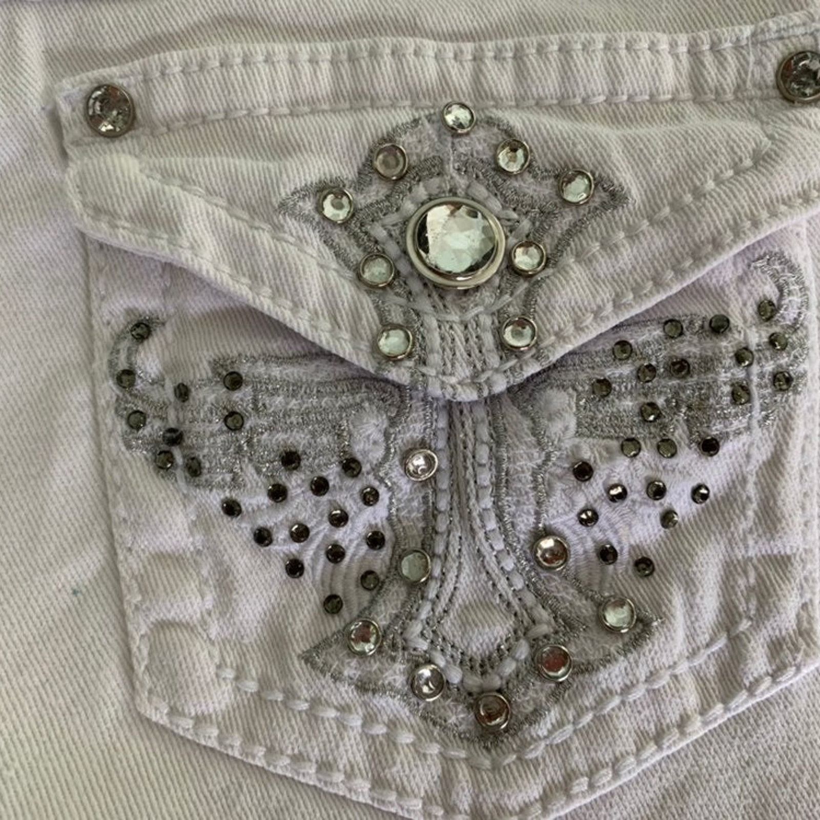 Other Earl Jeans Women's Size 6 Denim Shorts White Diamond Studs Size 28" / US 6 / IT 42 - 8 Thumbnail
