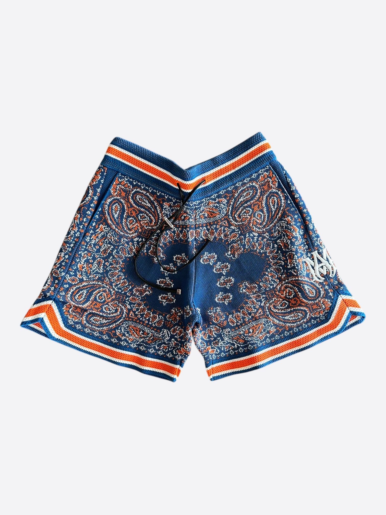 Amiri NY Exclusive Blue & Orange Bandana Basketball MA Logo Shorts Size US 30 / EU 46 - 1 Thumbnail