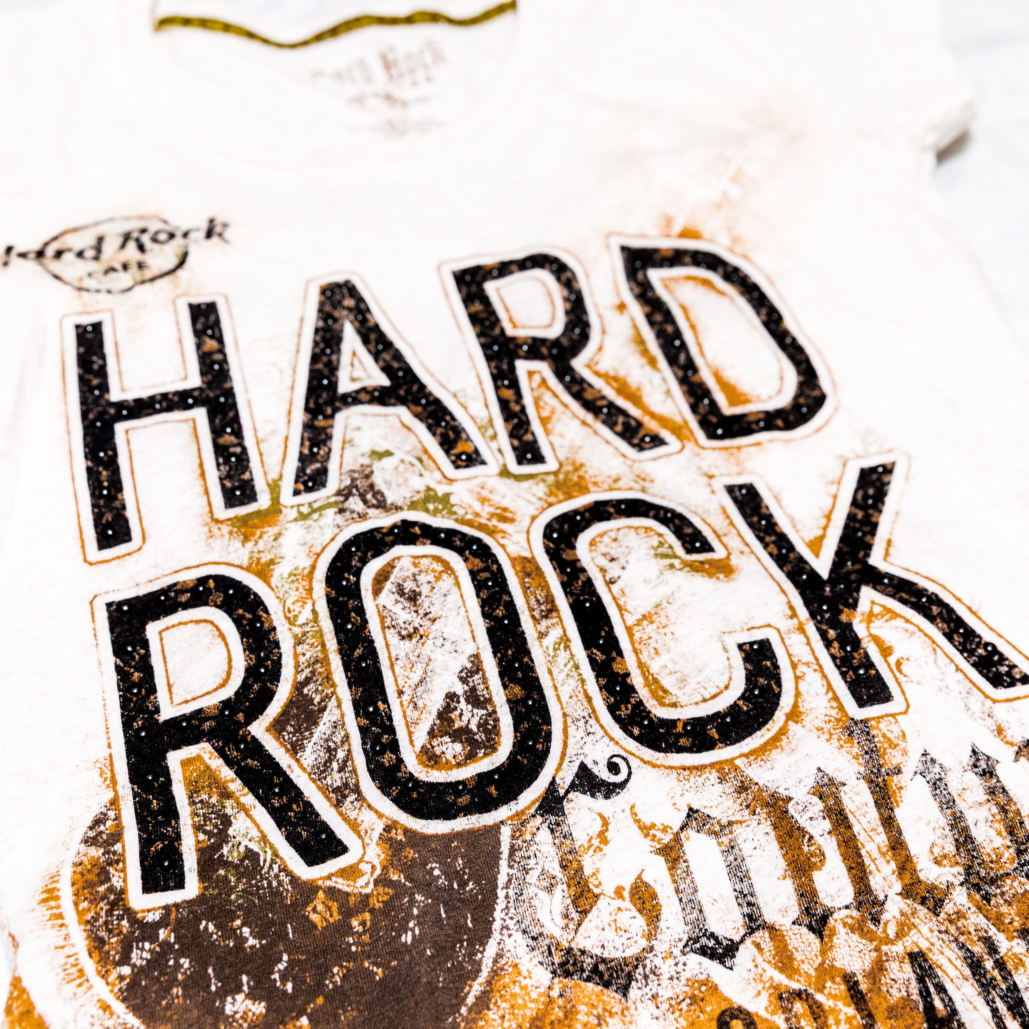 Hard Rock Cafe Hard Rock Cafe Orlando Beige T-Shirt Rinestones Womens XS Size XS / US 0-2 / IT 36-38 - 4 Thumbnail