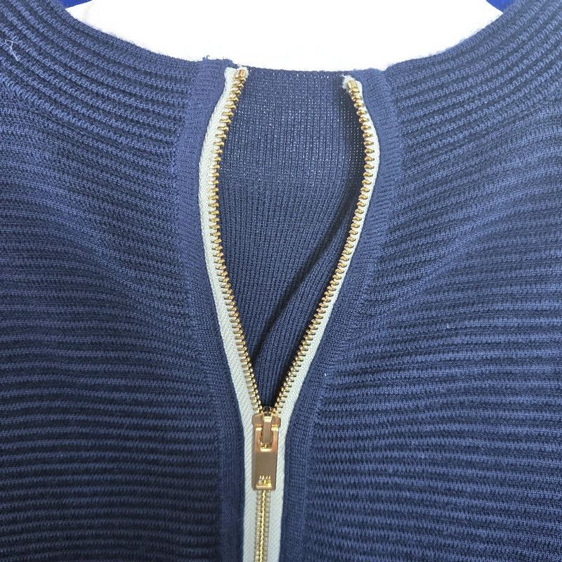 Reiss Reiss Skye Navy Exposed Gold Zipper Textured Sweater Medium Size M / US 6-8 / IT 42-44 - 9 Thumbnail
