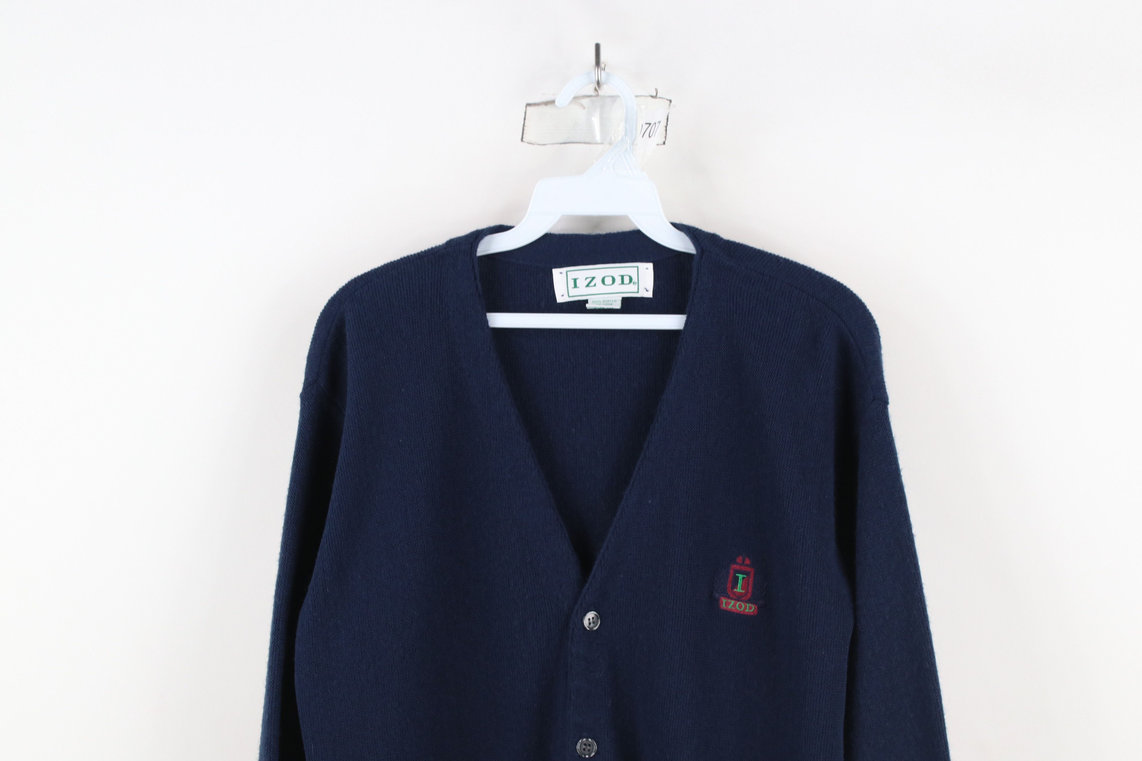 Izod × Vintage Vintage 80s 90s Izod Spell Cardigan Sweater Navy Blue USA Size US M / EU 48-50 / 2 - 2 Thumbnail