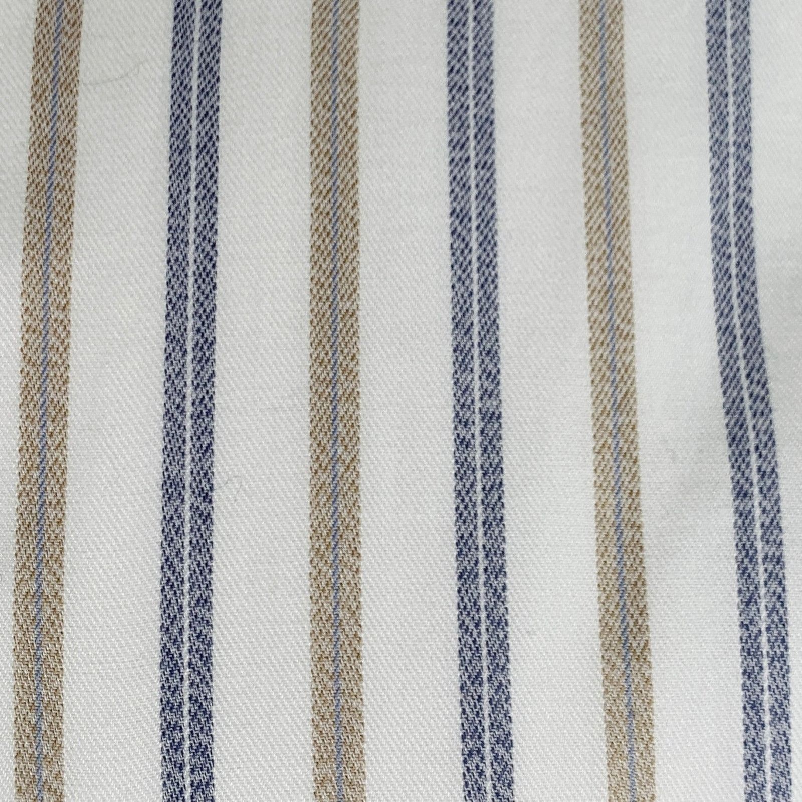 Giorgio Armani Off White Blue Tan Stripe One Pocket Long Sleeve Shirt Size US M / EU 48-50 / 2 - 2 Thumbnail