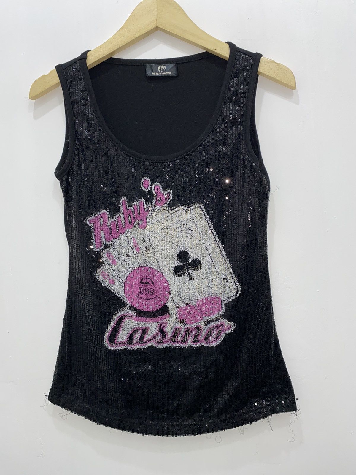 Beauty Beast Wealth Honor Ruby’s Casino Sequin Poker Style Slevee Shirt Size S / US 4 / IT 40 - 2 Thumbnail