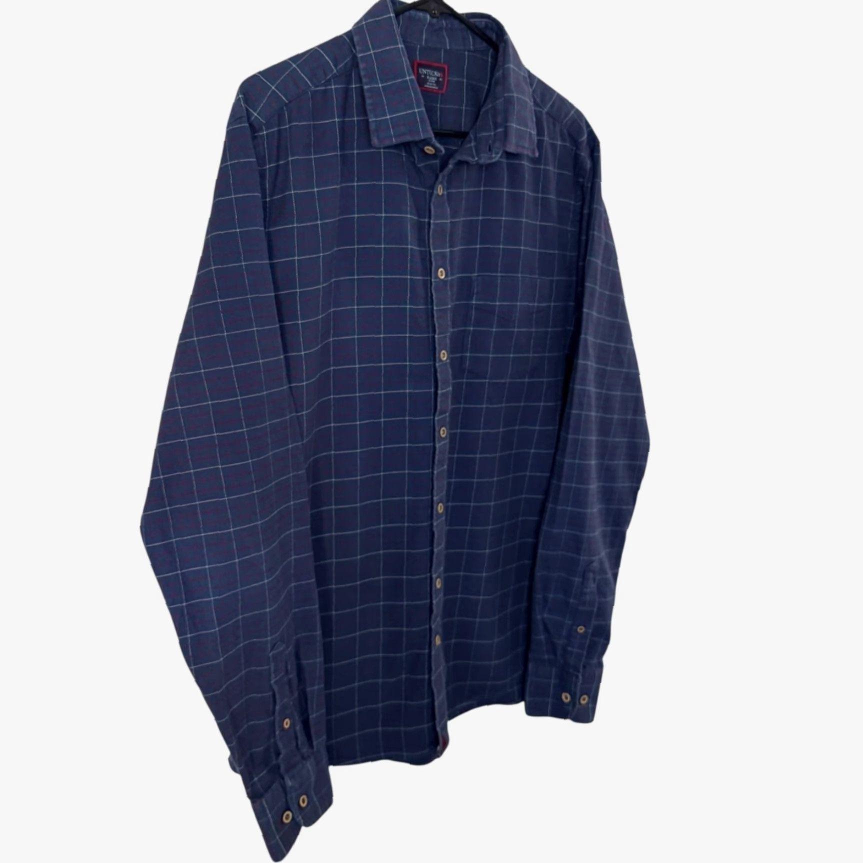 UNTUCKit VINTAGE UNTUCKit Men’s Plaid Button-Up Shirt XL Tall Slim Cotton Long Sleeve Blue Casual Office Western Size US XL / EU 56 / 4 - 3 Thumbnail