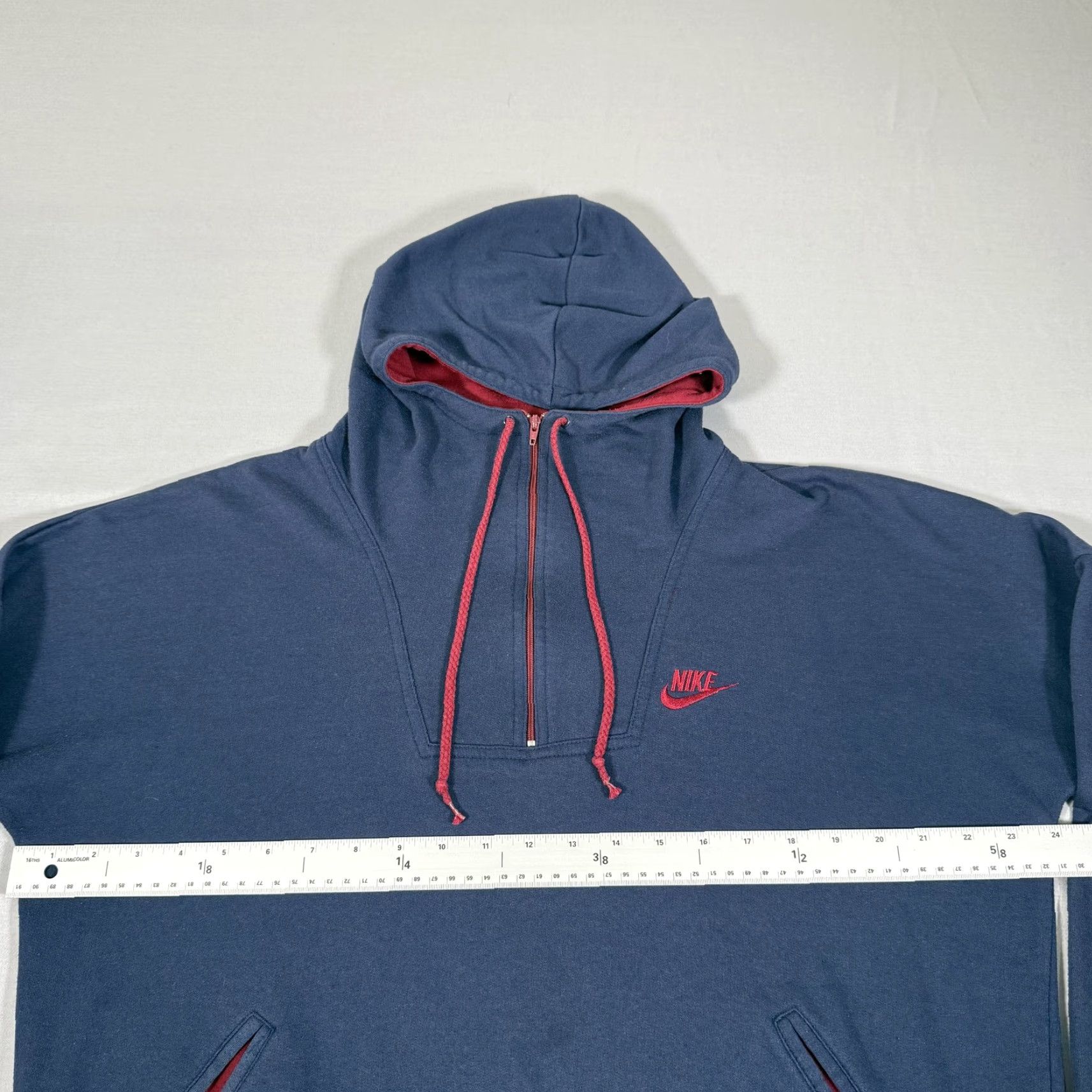 Nike Vintage Nike Hoodie Mens Large Blue 1/4 Zip Fleece Sweater Pullover 80s Gym USA Size US L / EU 52-54 / 3 - 7 Thumbnail
