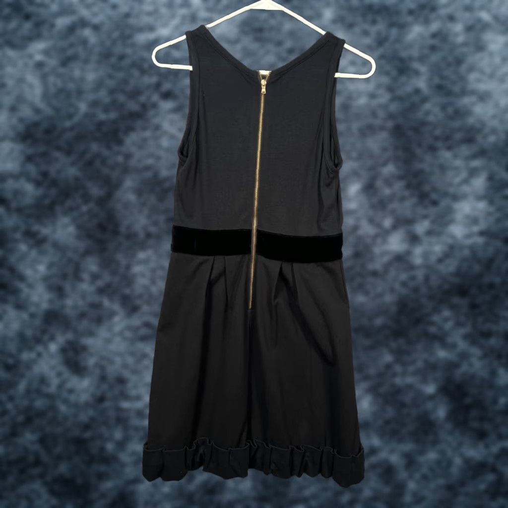 Marc By Marc Jacobs Small Black Sleeveless Dress Velvet Waistband Hem Detail