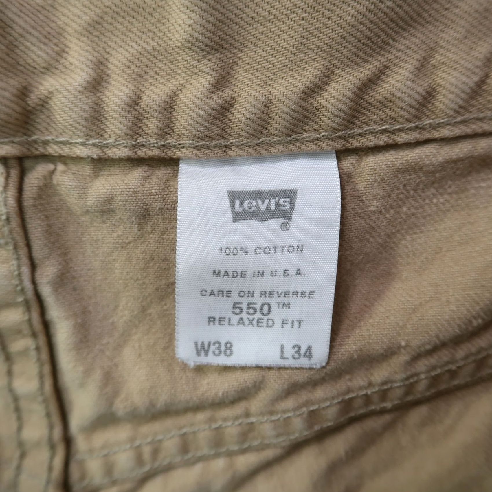 Levi's VINTAGE Levi's 550 Jeans Men 38x34 Beige Denim Made in USA Relaxed Straight 5-Pocket Belt Loops Zipper Vintage Mens Jeans Size US 38 / EU 54 - 5 Thumbnail