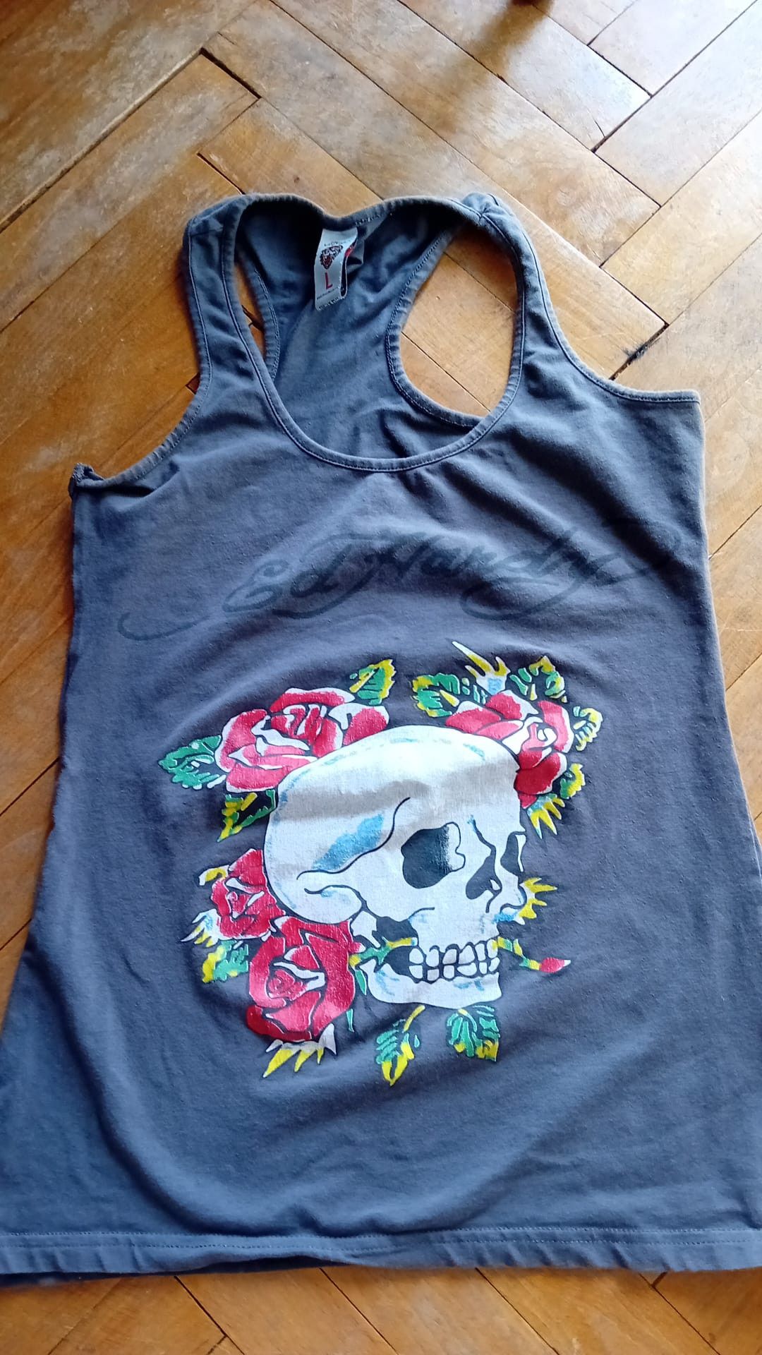 Ed Hardy Ed Hardy Woman's Tank Top Skull Roses Double Sided sz L Size L / US 10 / IT 46 - 1 Thumbnail