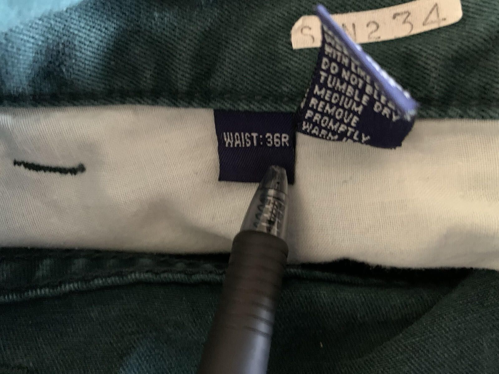 Gap GAP Jeans Men's 35x31 Tag 36 Green Casual Straight Leg Pants Size US 35 - 3 Thumbnail