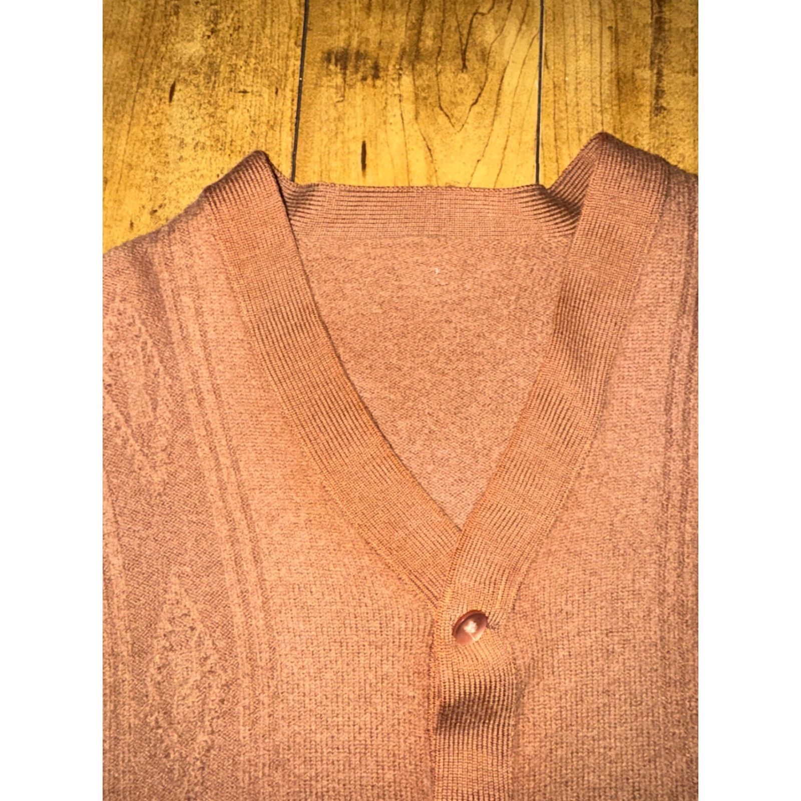 Vintage VINTAGE Women’s Brown Cardigan Sweater Brown 19x23 Medium Womens Jacket Cardigan 19x23 Medium Brown Size M / US 6-8 / IT 42-44 - 4 Thumbnail