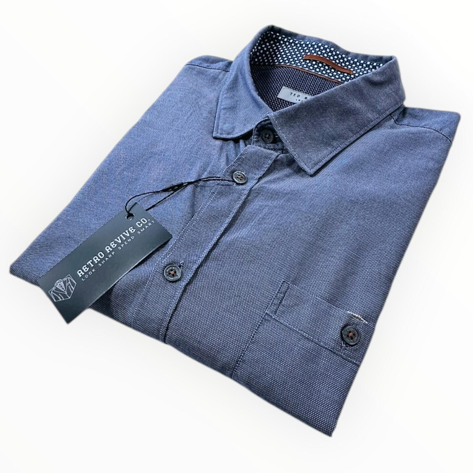 Ted Baker Ted Baker 6 Shirt Men's UK Size 2XL Blue Ditsy Print Button Size 48R - 1 Thumbnail