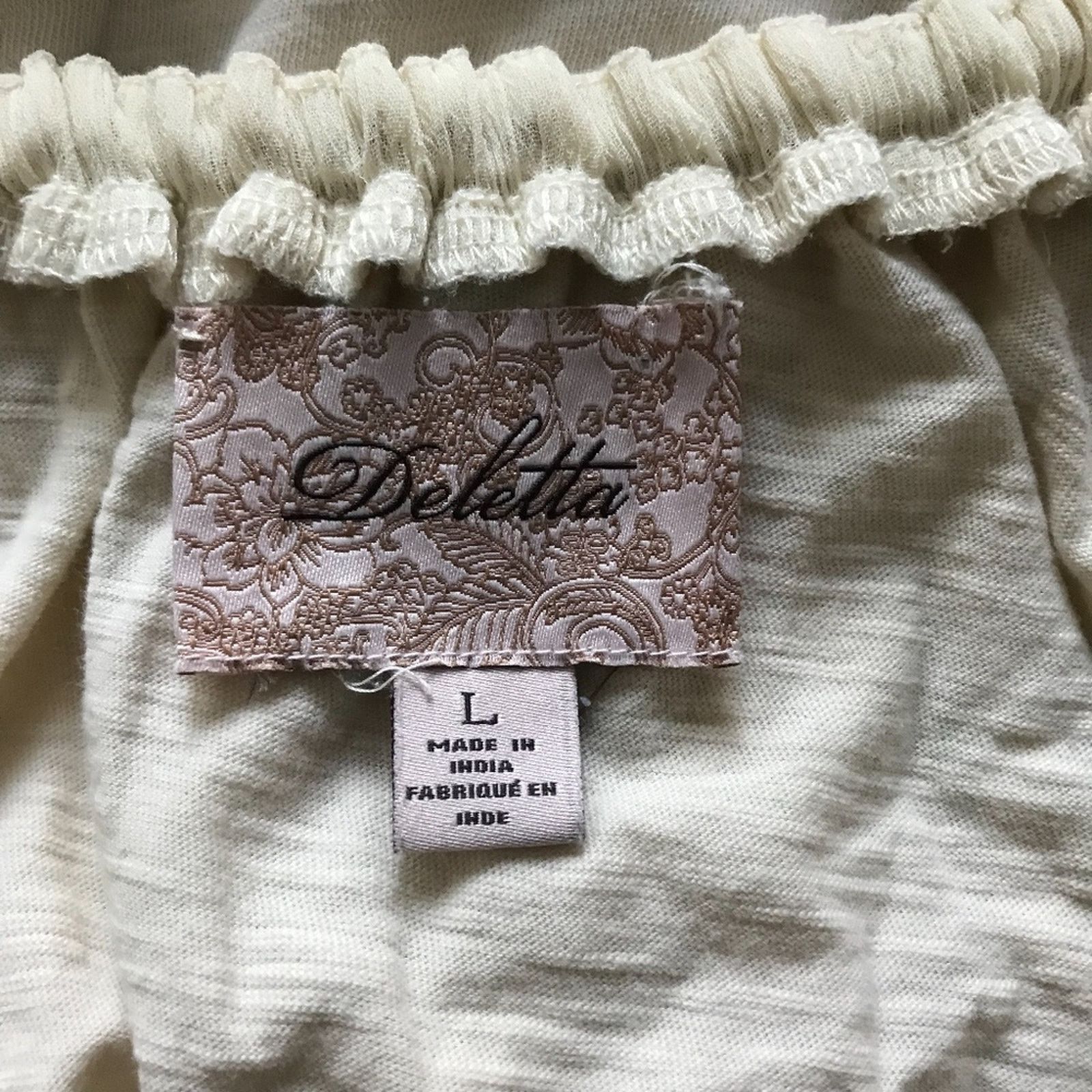 Anthropologie Anthropologie Deletta Cream Beaded Ruffle Sleeve Blouse L Size L / US 10 / IT 46 - 5 Thumbnail