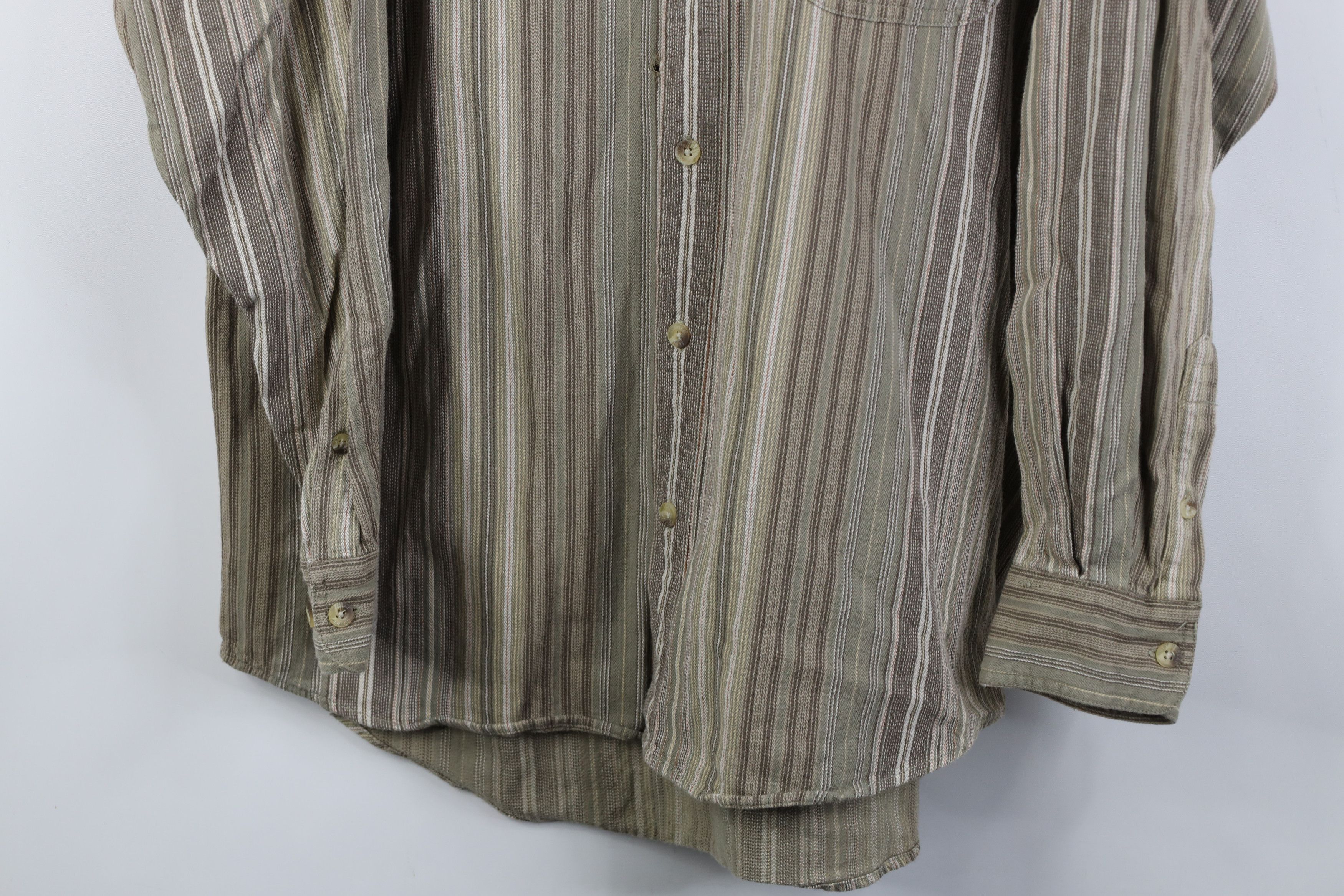 Vintage Vintage 90s Streetwear Button Down Shirt Earth Tone Striped Size US XL / EU 56 / 4 - 3 Thumbnail