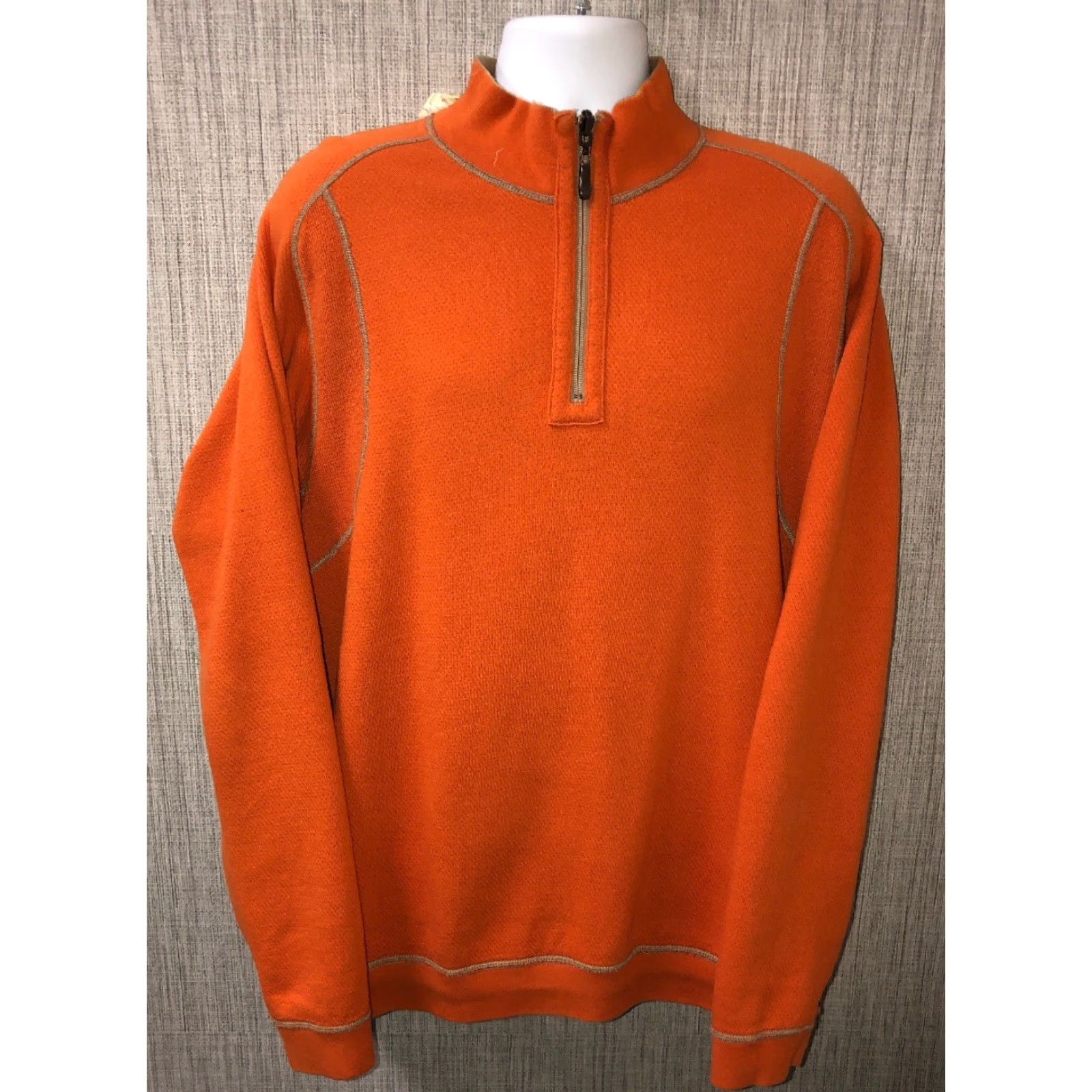 Tommy Bahama Tommy Bahama Mens 1/2 Zip REVERSIBLE Pullover Sweater L Beige Size L Mens Size US L / EU 52-54 / 3 - 5 Thumbnail