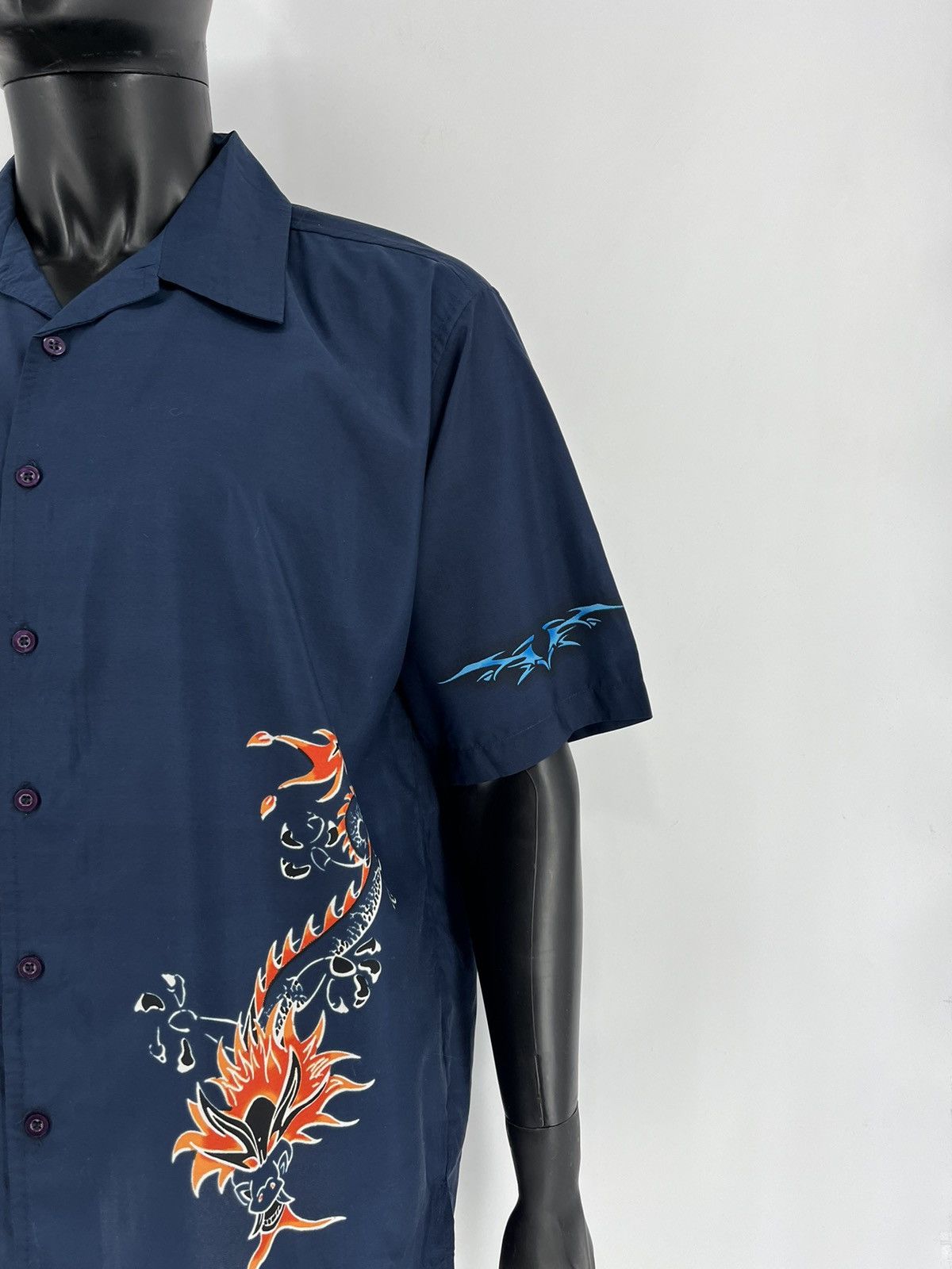 Other Vintage 90s Japanese Dragon Crazy Hawaiian Shirt Size US XL / EU 56 / 4 - 6 Thumbnail