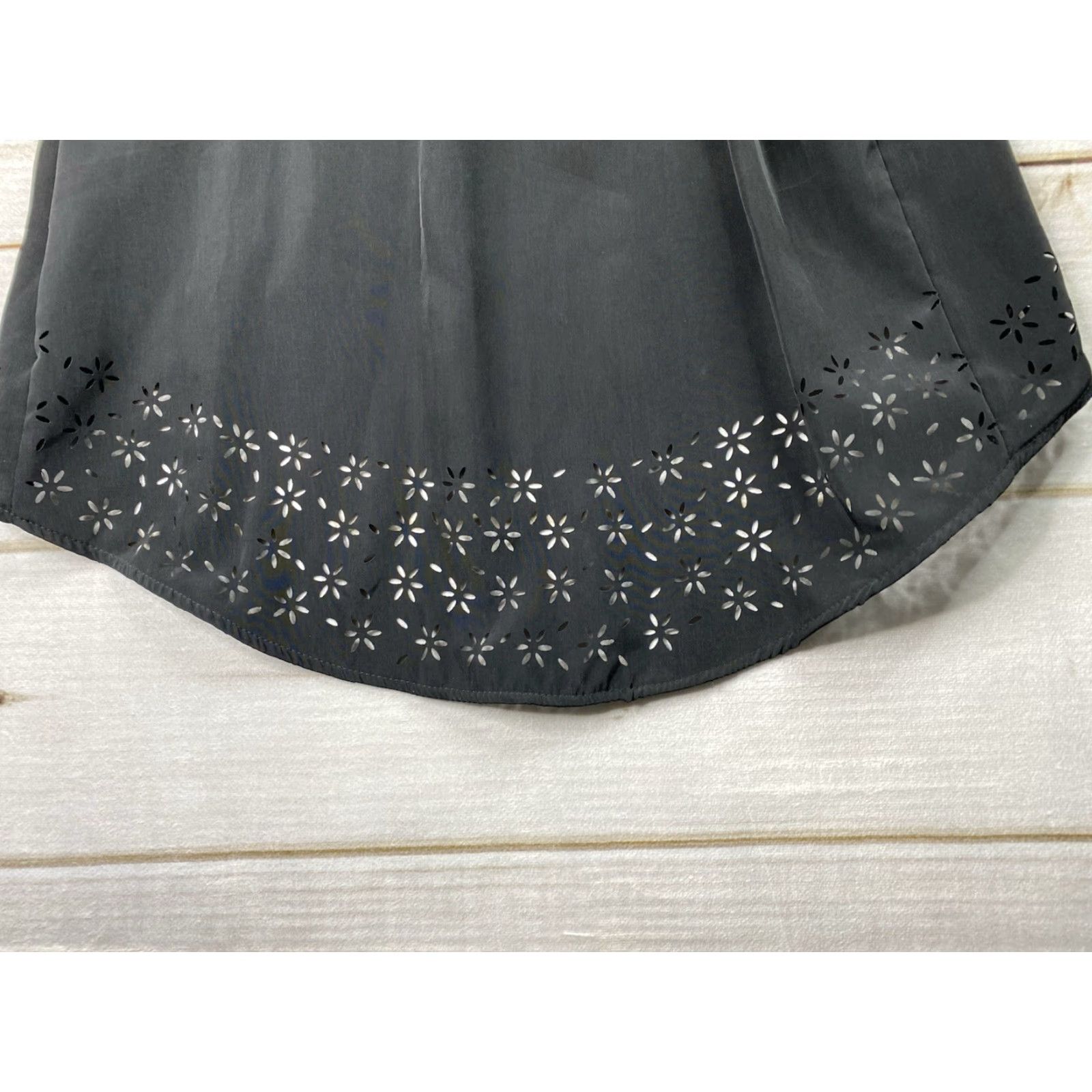 Vintage RD style Dress S Black Faux Wrap Eyelet Trim V Neck Sleeveless Knee-Length NWT Casual Womens Size L / US 10 / IT 46 - 8 Thumbnail