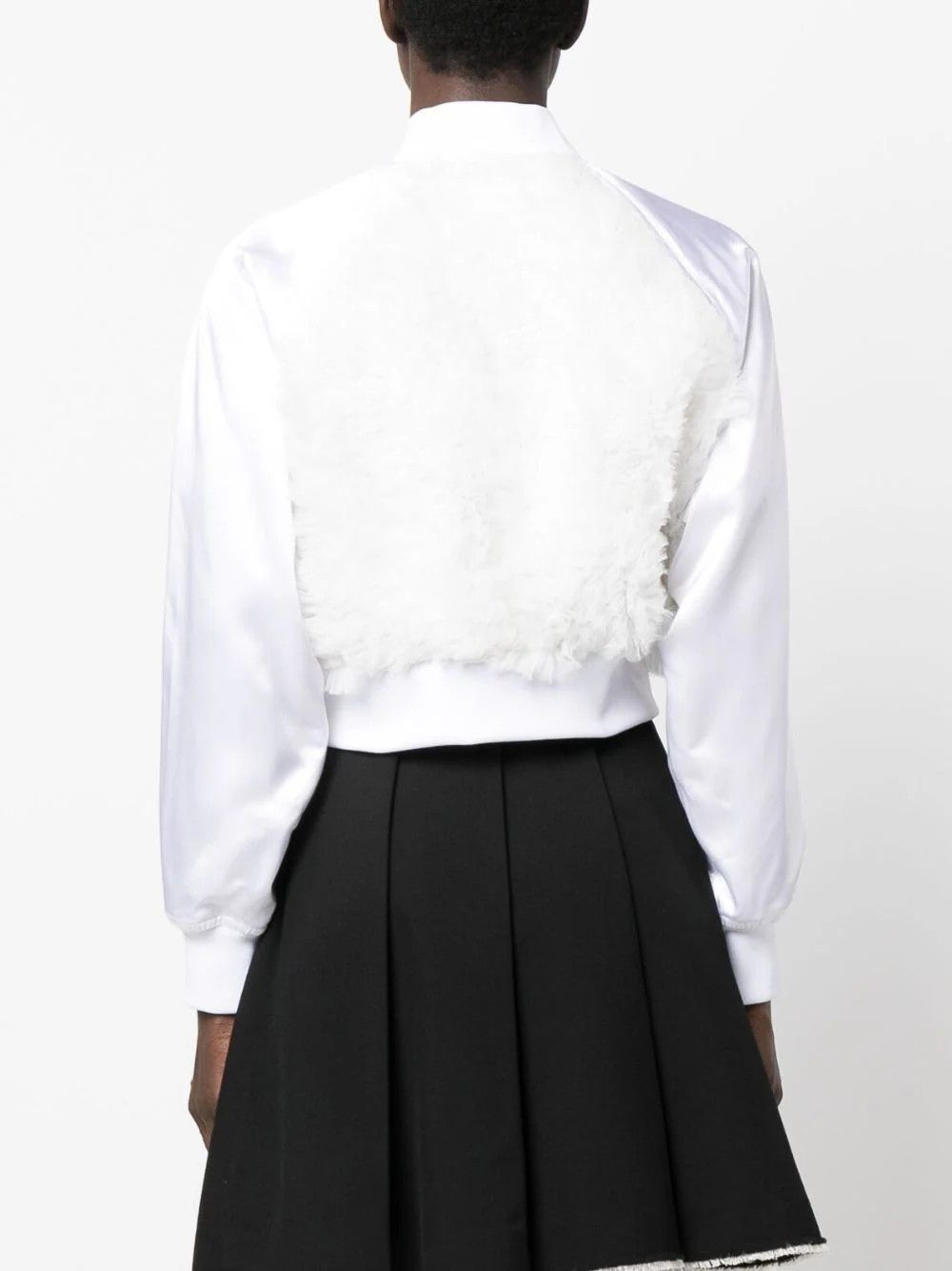 Comme des Garcons Girl o1mle0824 Ruffled Tulle Panel Bomber Jacket in White Size M / US 6-8 / IT 42-44 - 4 Thumbnail