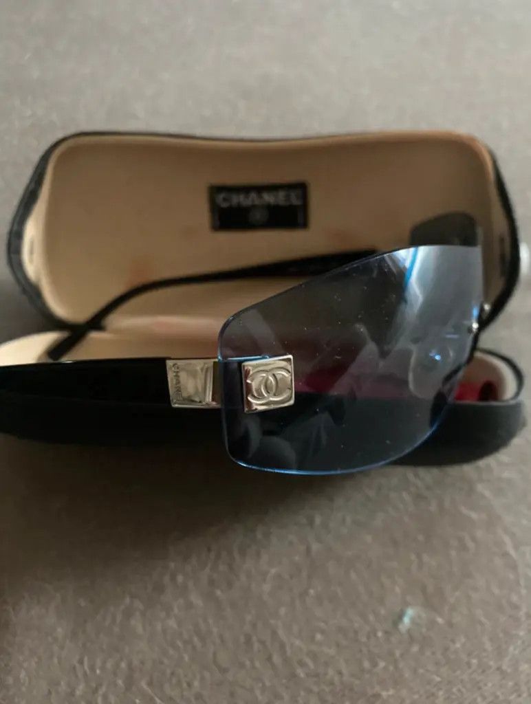 Chanel × Vintage CHANEL Sunglasses 4019 Mask Visor Rimless Ski