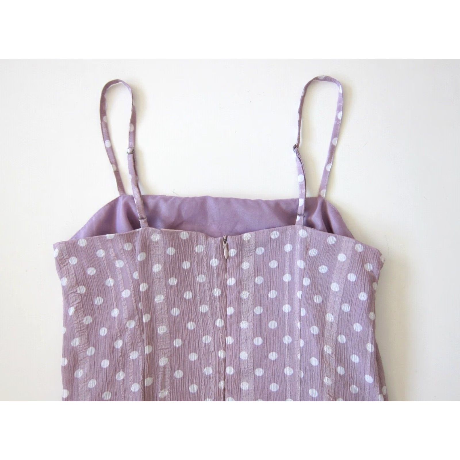 Vintage Showpo. Purple White Polka Dot Spaghetti Strap Tank Dress 2/S Size XS / US 0-2 / IT 36-38 - 5 Thumbnail