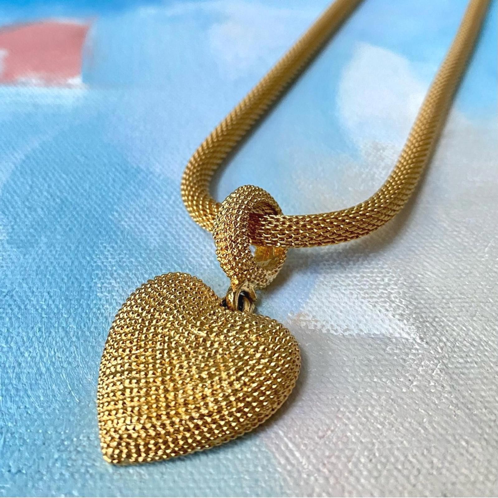 Vintage Vintage 18K Gold Plated Puffy Heart Necklace Size ONE SIZE - 1 Thumbnail