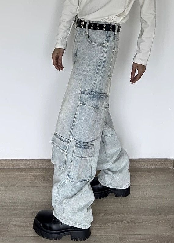Japanese Brand × Jean Multi pocket utility grunge washed cargo loose fit jeans Size US 33 - 5 Thumbnail