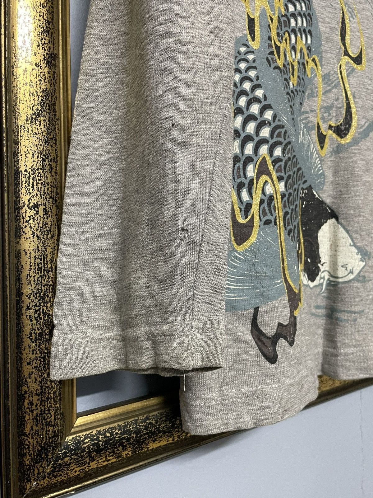 Designer × Japanese Brand × Vintage Vintage 1990s Japan Designer Distressed Koi Traditional Tee Size US S / EU 44-46 / 1 - 7 Thumbnail