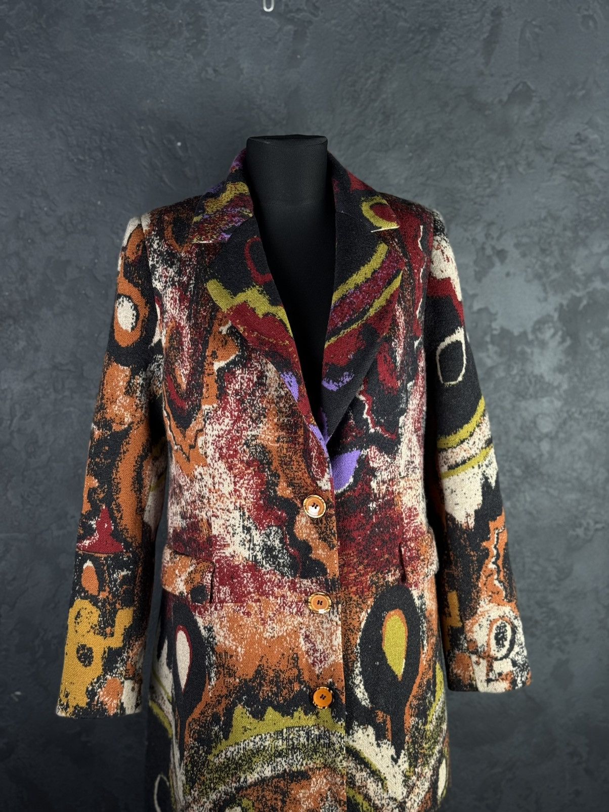 Other IVKO Women’s 100% Wool Abstract Pattern Coat Size 38 / M Size M / US 6-8 / IT 42-44 - 2 Thumbnail