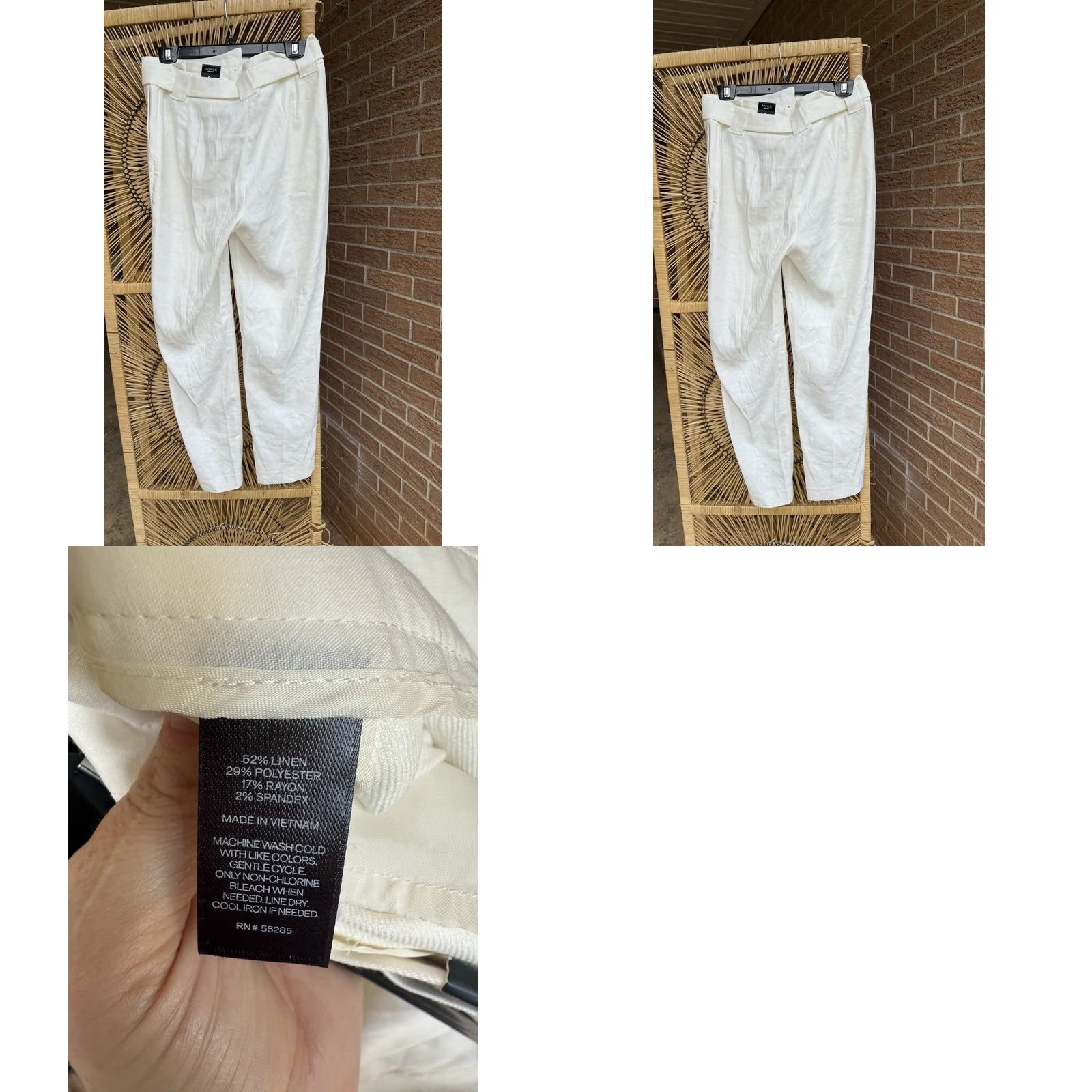 Express VINTAGE? (No) Express Women’s Pants Ankle High Rise Linen Blend 8 White 8R New With Tags Womens Size 30" / US 8 / IT 44 - 8 Thumbnail