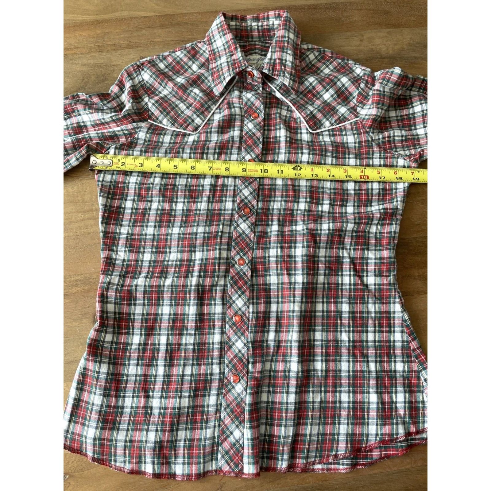 Wrangler VINTAGE Wrangler Shirt Womens M Plaid Red Pearl Snap 80s USA Rockabilly Size M / US 6-8 / IT 42-44 - 6 Thumbnail