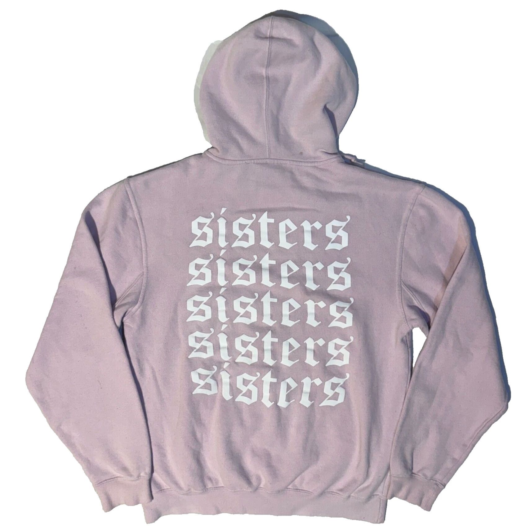 Vintage SISTERS Apparel Hoodie Pullover Graphic Print Pink Unisex Adults M Hooded Pockets Logo Limited Edition Sweatshirt Pullover Hoodie Dress? Wait. Size US M / EU 48-50 / 2 - 2 Thumbnail