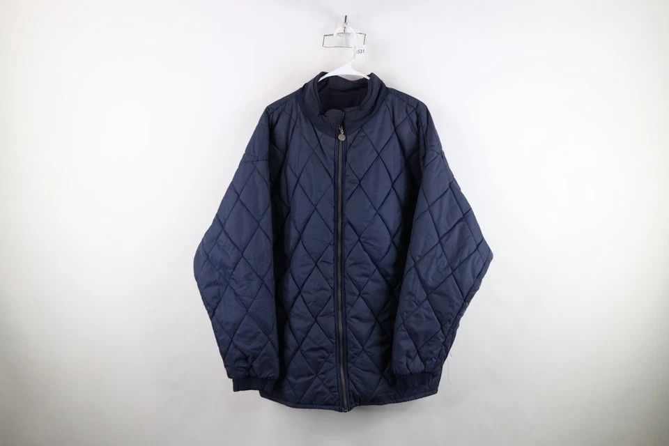 Adidas Vintage 90s Adidas Reversible Quilted Puffer Jacket Blue Size US L / EU 52-54 / 3 - 12 Thumbnail