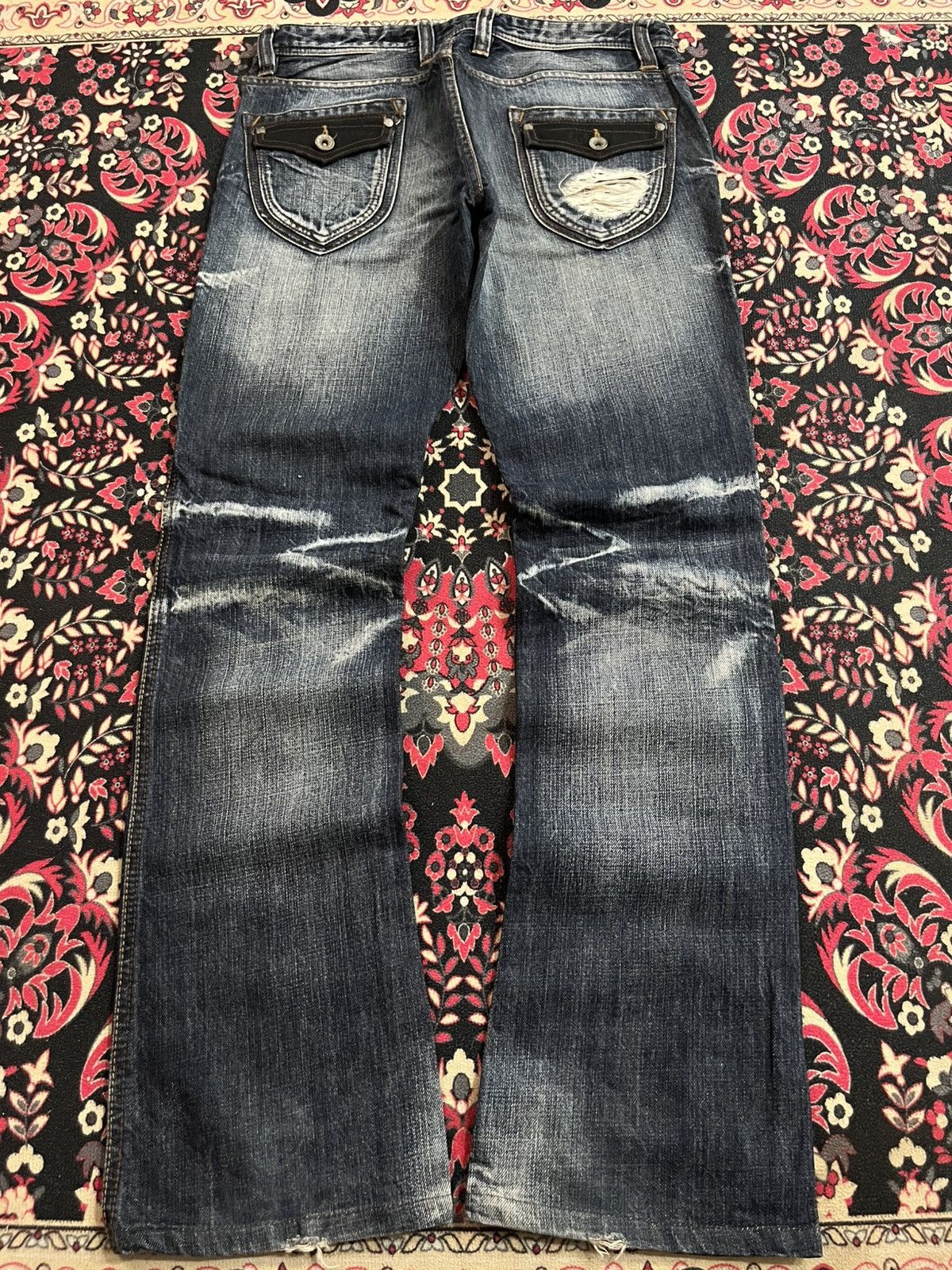 Number (N)ine Nicole Club Hideaways Dark Faded Washed Distress Flare Jeans Size US 30 / EU 46 - 2 Thumbnail