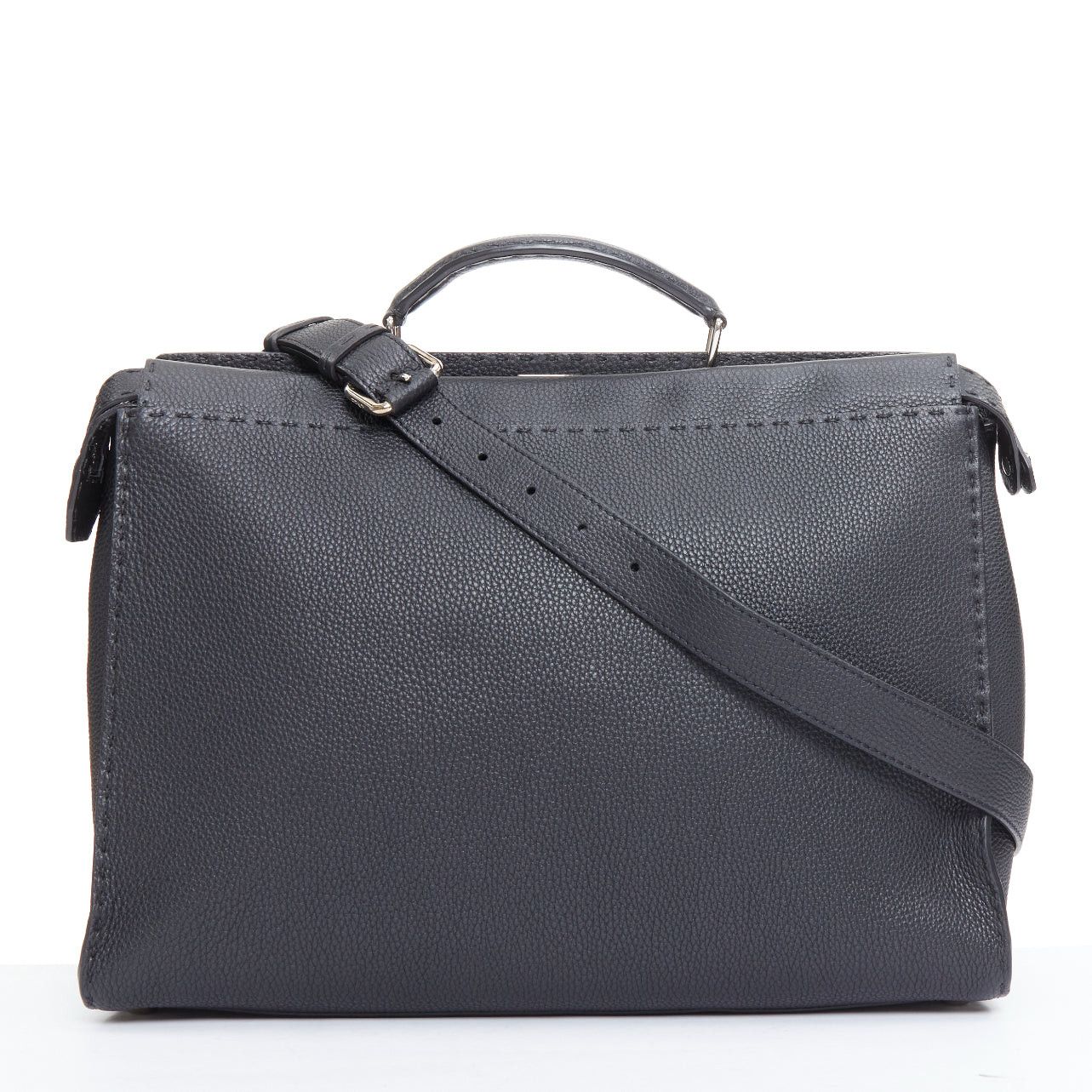 Fendi FENDI Peekaboo black topstitch selleria monster eye crossbody briefcase Size ONE SIZE - 1 Thumbnail