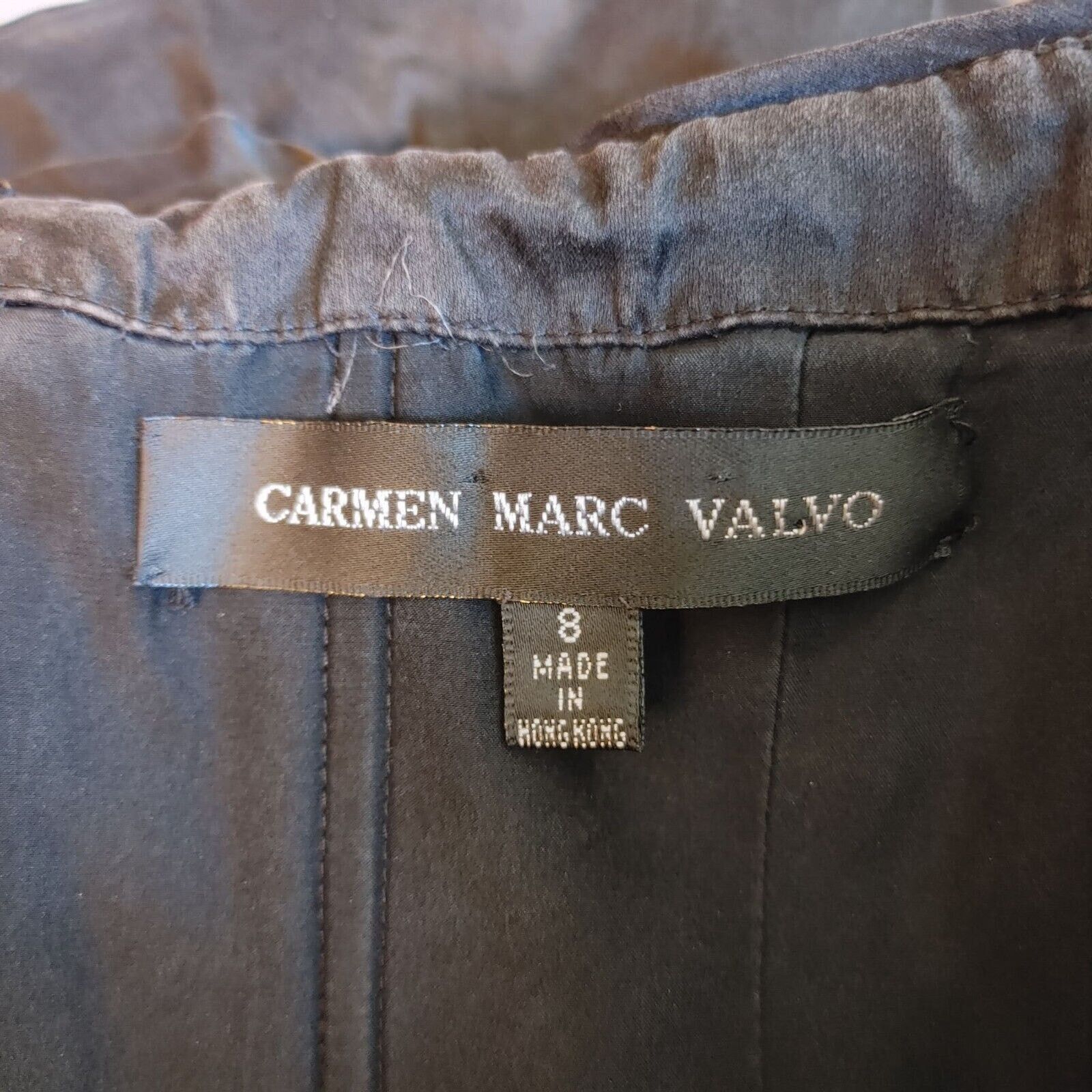 Other Carmen Marc Valvo Women's Black Boat Neck Sleeveless Ruffled Size M / US 6-8 / IT 42-44 - 5 Thumbnail