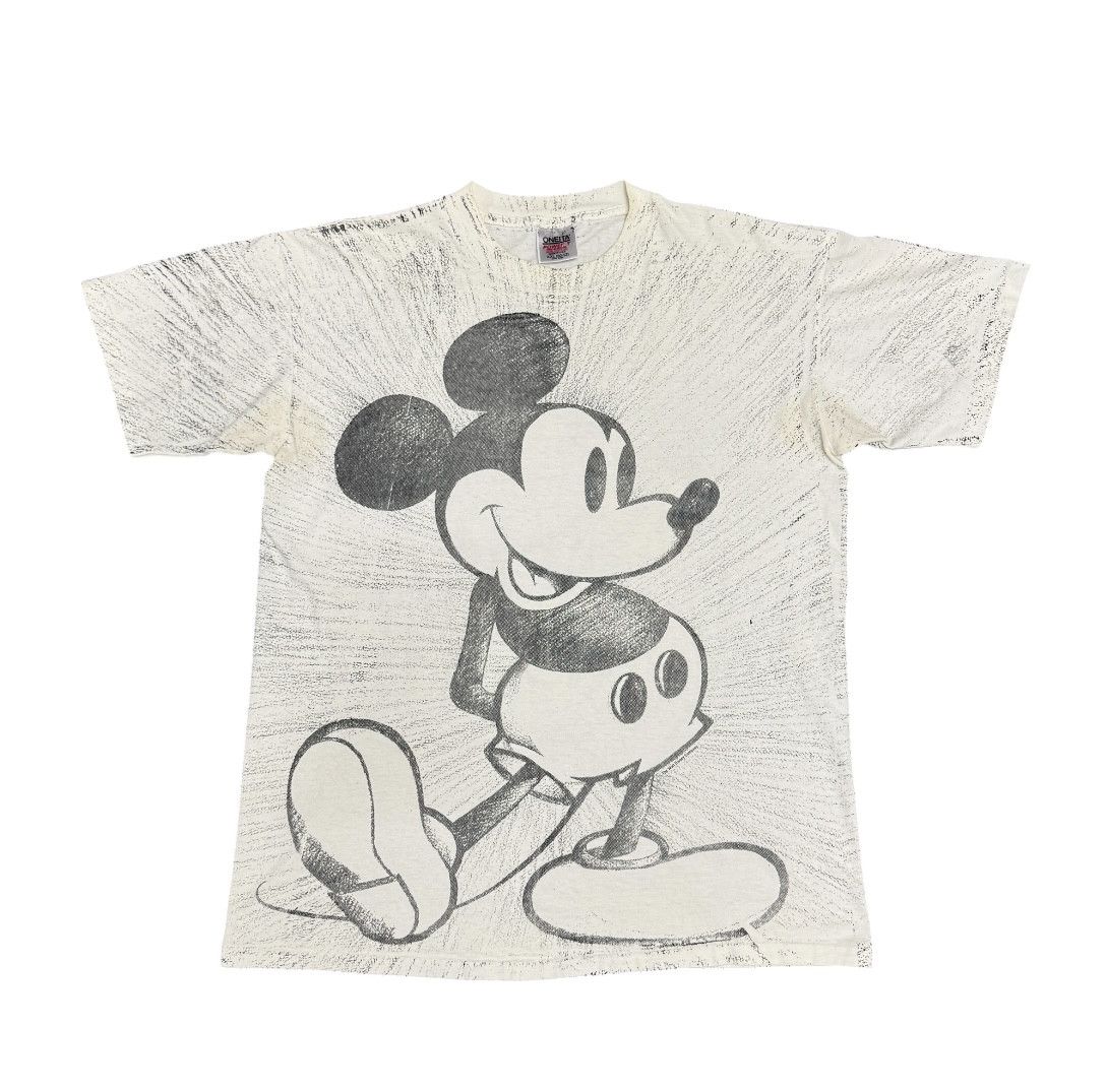 Vintage Vintage 90s Mickey Mouse Sketches AOP Shirt Size US XL / EU 56 / 4 - 3 Thumbnail