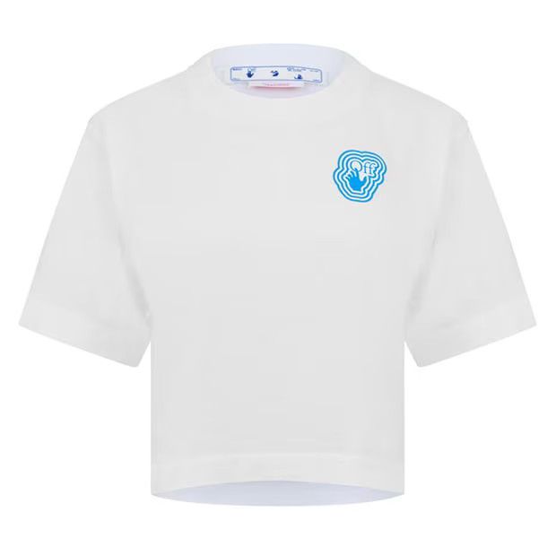 Off-White o1g2r1mq1224 Cropped T Shirt in White & Blue Size XS / US 0-2 / IT 36-38 - 1 Thumbnail