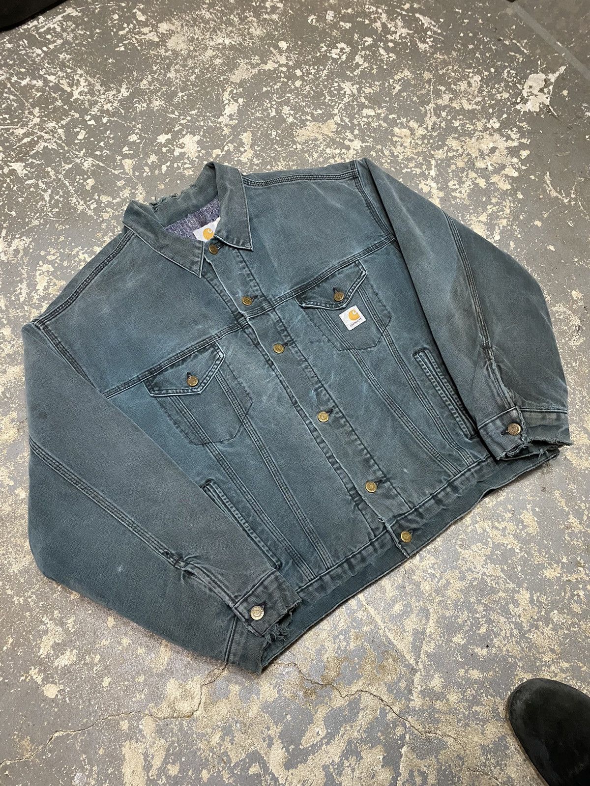 Carhartt × Vintage Vintage Carhartt Cyan Trucker Jacket JB143 Size US L / EU 52-54 / 3 - 6 Thumbnail