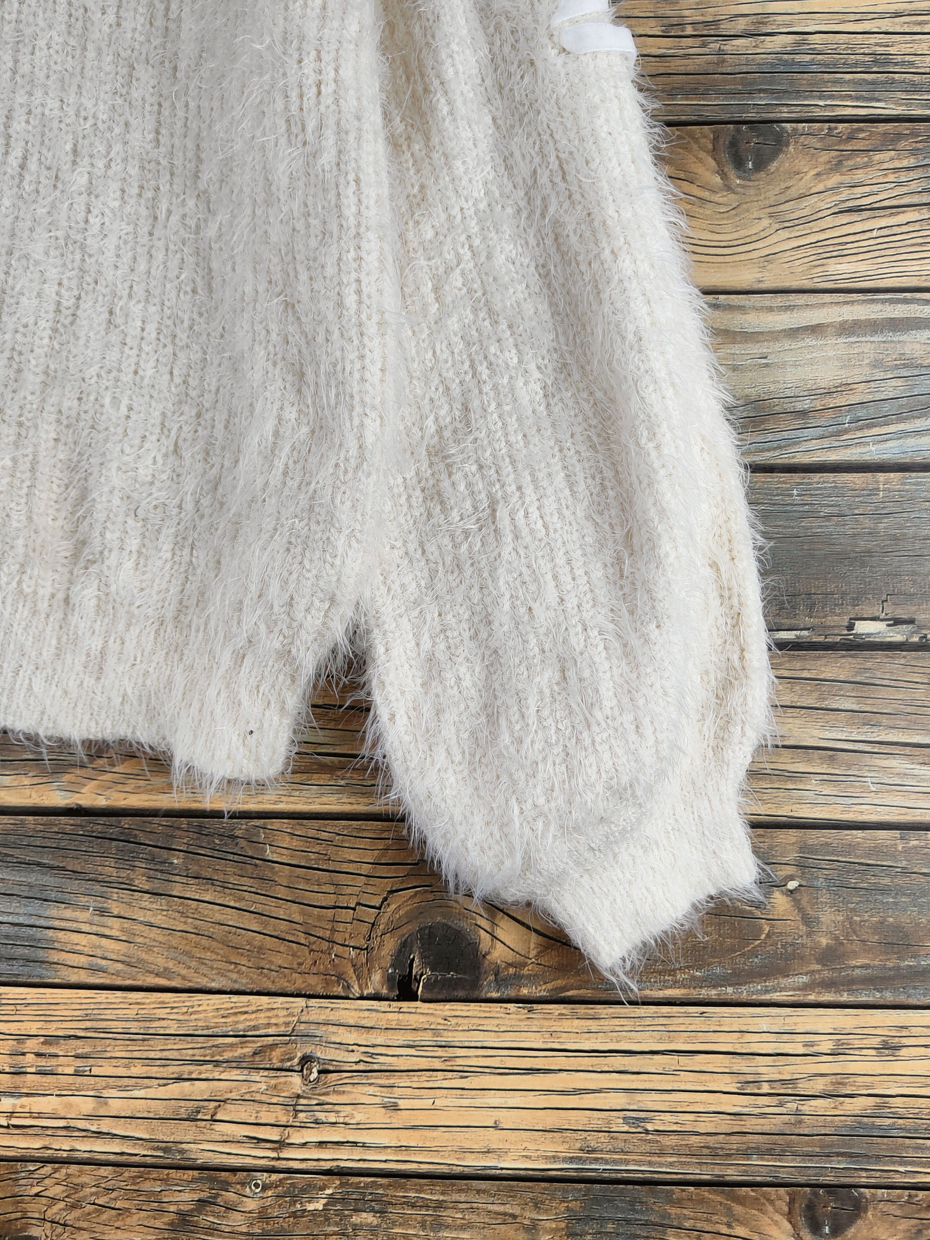 Japanese Brand DL Ingni Cream Fur Mohair Knitwear #46-548 Size M / US 6-8 / IT 42-44 - 6 Thumbnail