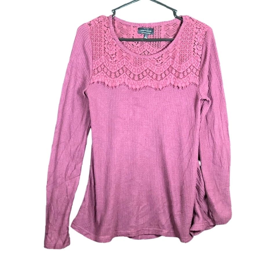 Lucky Brand Lucky Brand Blouse Burgundy Crew Neck Long Sleeve Small Women’s Shirt"} Size S / US 4 / IT 40 - 2 Thumbnail
