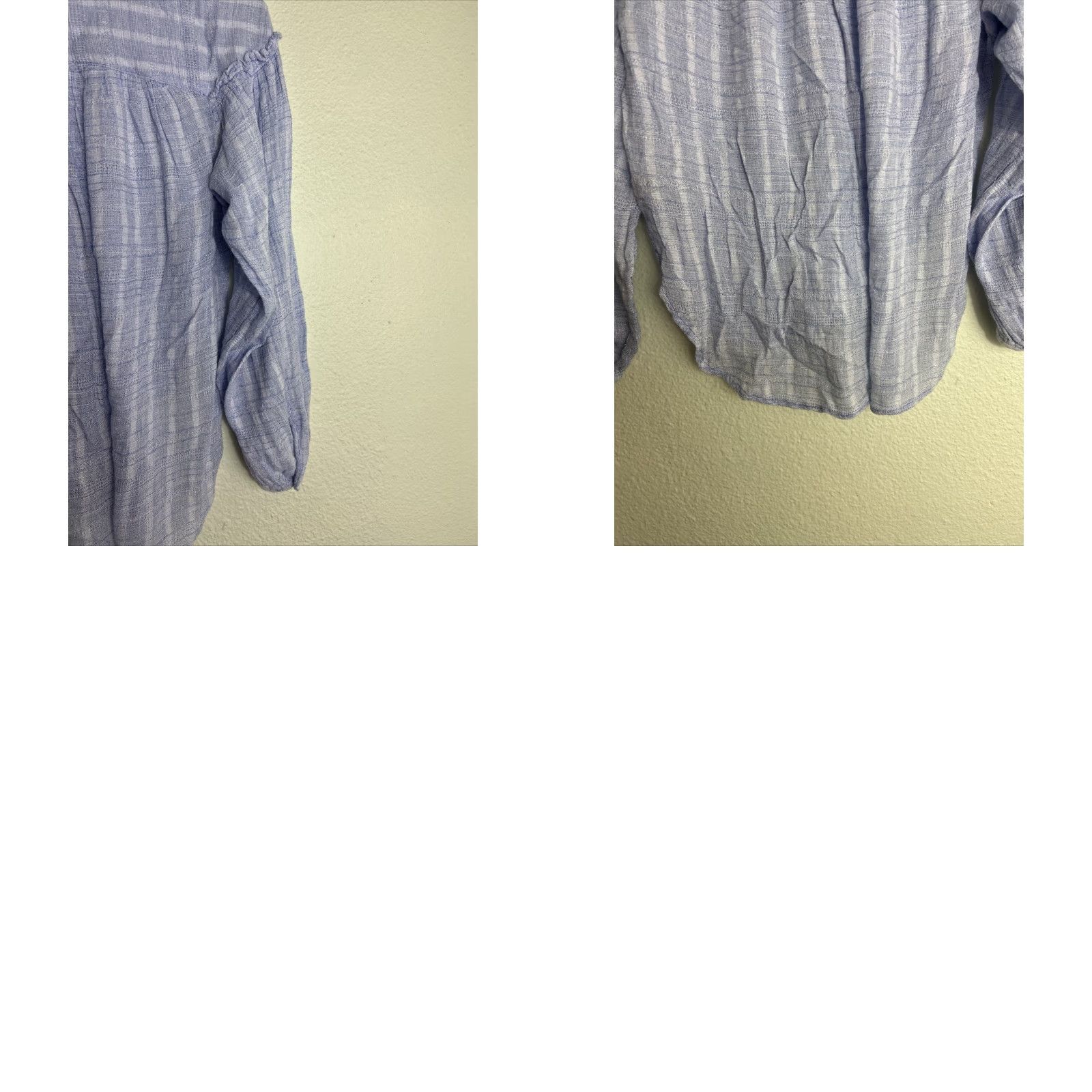 Free People VINTAGE Free People Women XS Long Sleeve Button-Up Top Cotton Collared Split Sides Blue Size XS / US 0-2 / IT 36-38 - 9 Thumbnail