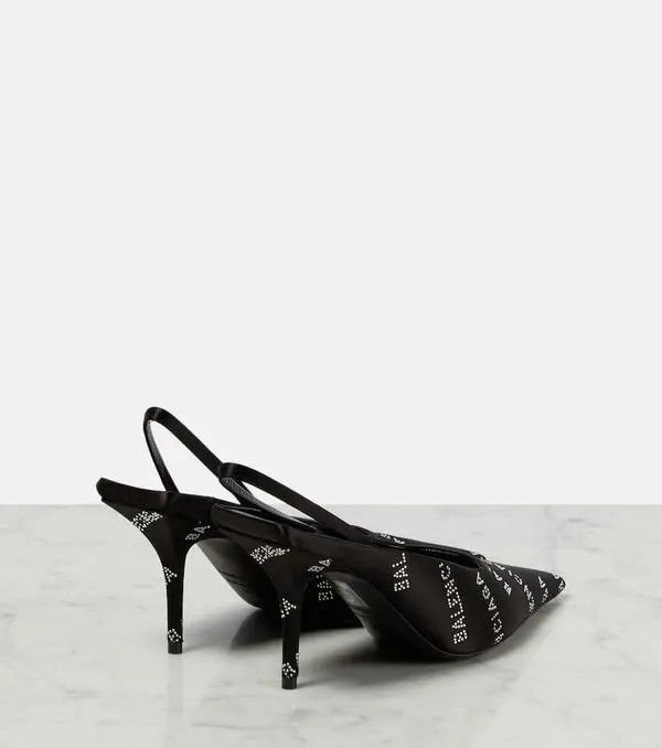 Balenciaga o1y0625 Logo Spike Heel Pumps in Black Size US 9 / IT 39 - 3 Thumbnail