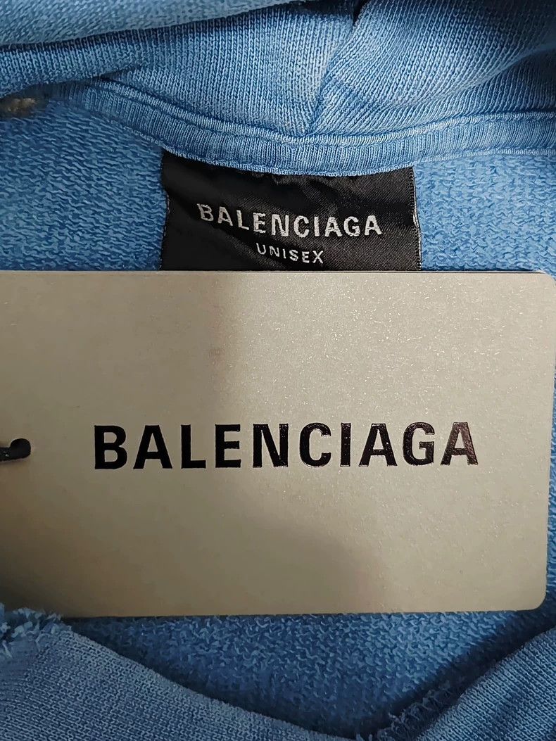 Balenciaga Balenciaga 24ss Smog Blue Tape Masking Paper Alphabet Hoodi Size US L / EU 52-54 / 3 - 5 Thumbnail