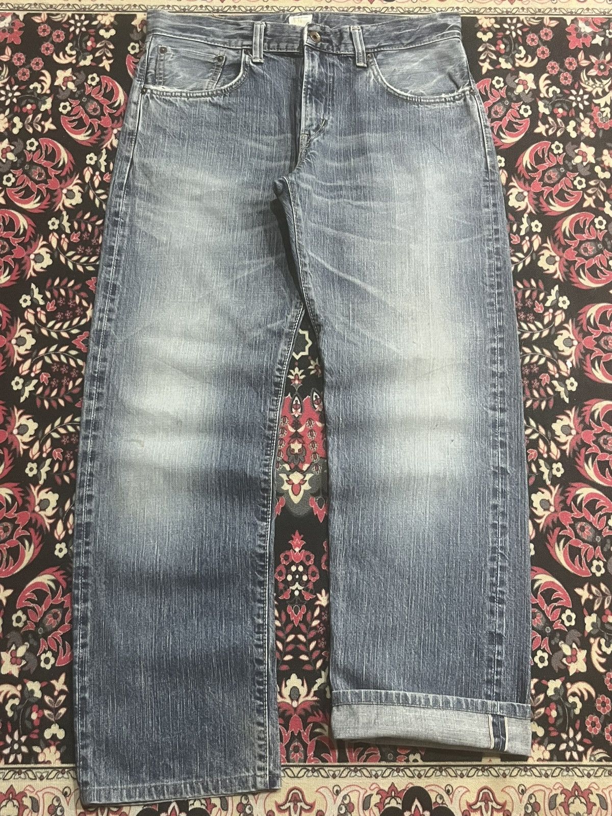 Vintage Edwin Japan 505ZX Blue Faded Washed Selvedge Jeans