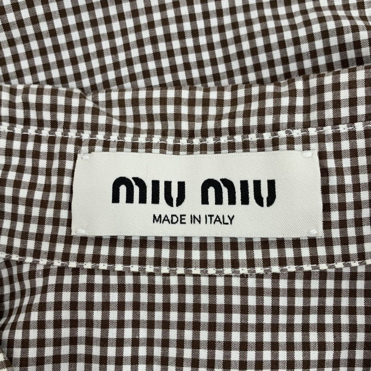 Miu Miu Miu Miu Brown Plaid Long Sleeve Shirt K26WX Size L / US 10 / IT 46 - 6 Thumbnail