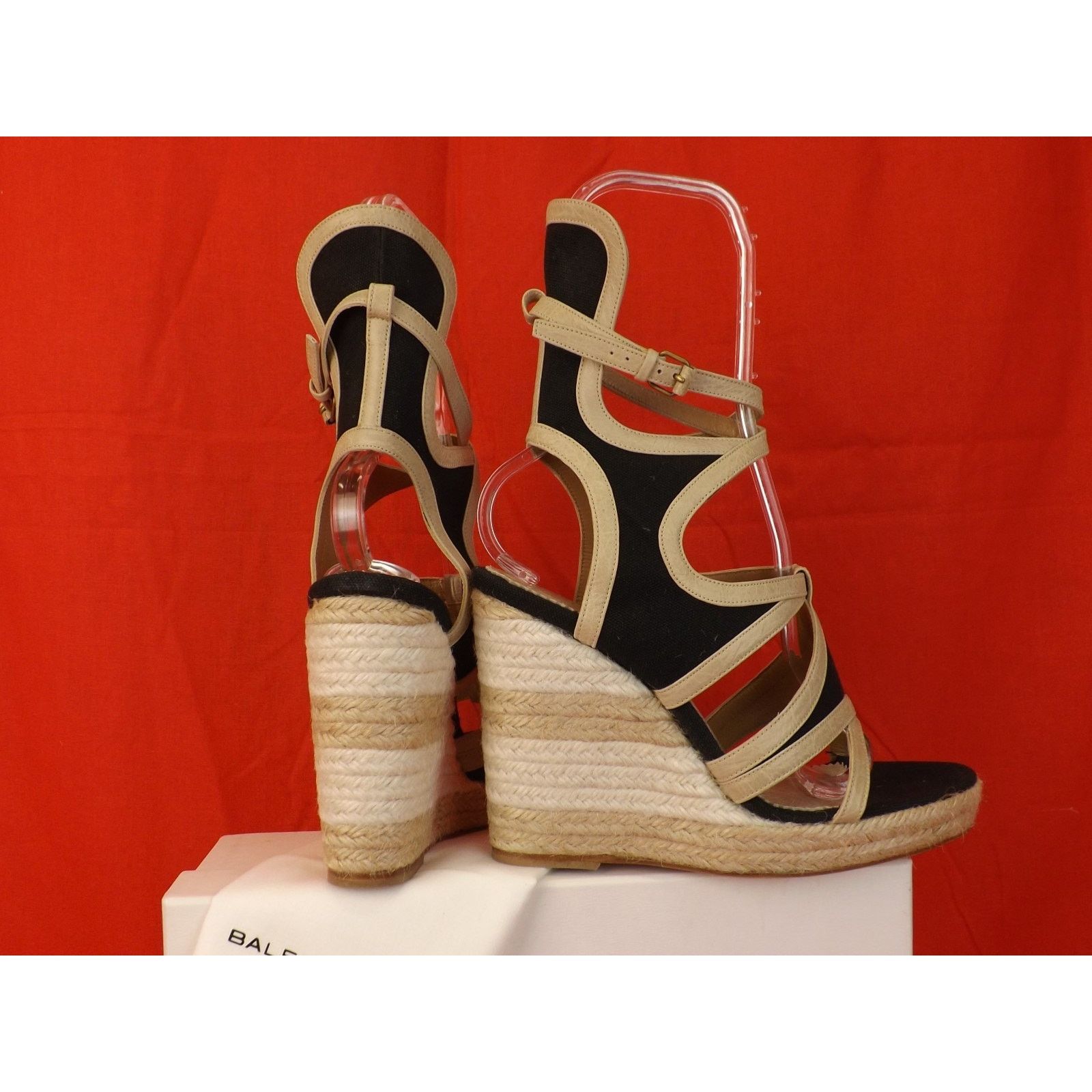 Balenciaga BALENCIAGA COLOR BLOCK LEATHER CANVAS GLADIATOR SANDALS 39 Size US 9 / IT 39 - 8 Thumbnail