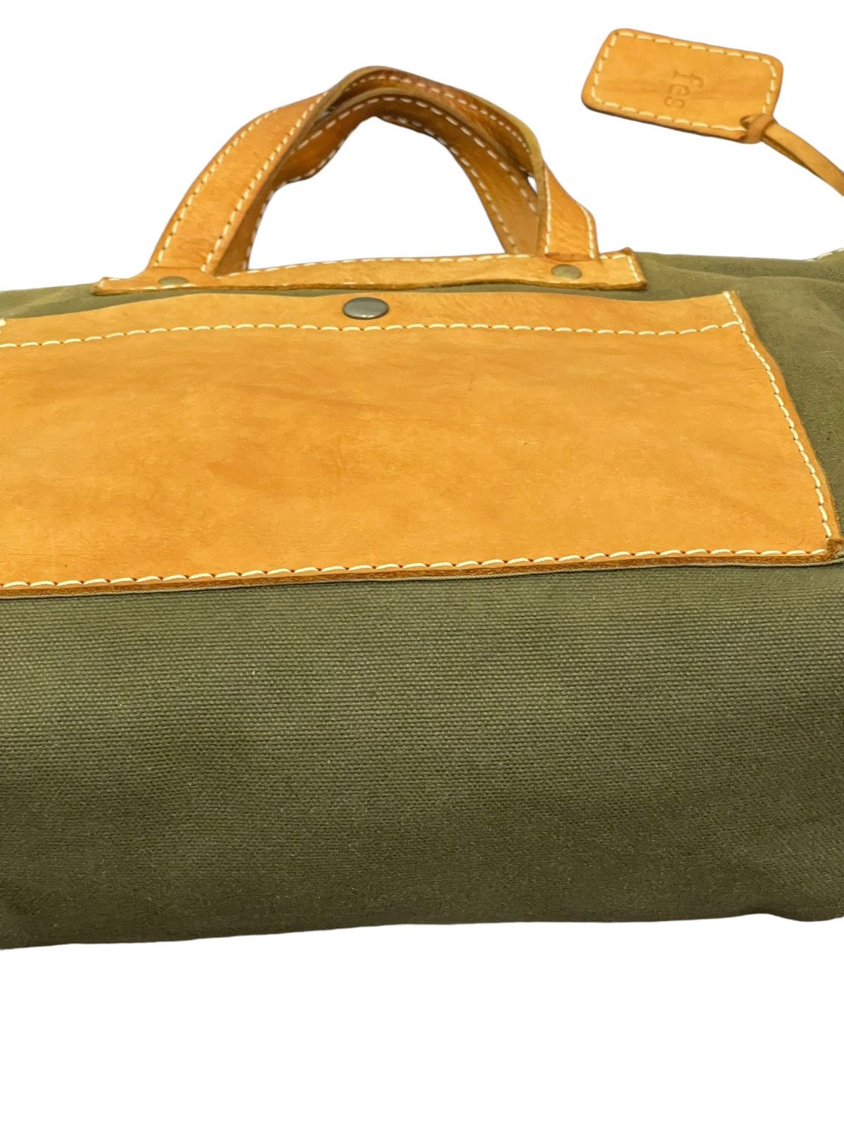 Japanese Brand Leather Cotton Canvas Fes Handmade Cross Body Bag 9🟩 Size ONE SIZE - 8 Thumbnail