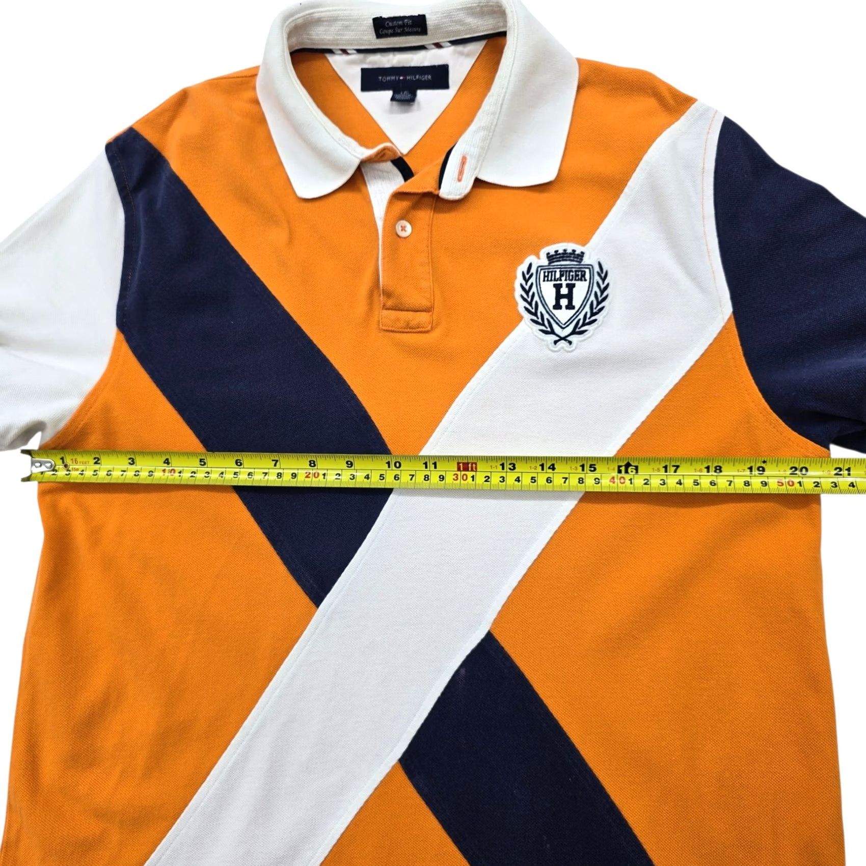Tommy Hilfiger Tommy Hilfiger Polo Shirt Color Block Men's L Regular Orange Navy White Shirt Size US L / EU 52-54 / 3 - 7 Thumbnail